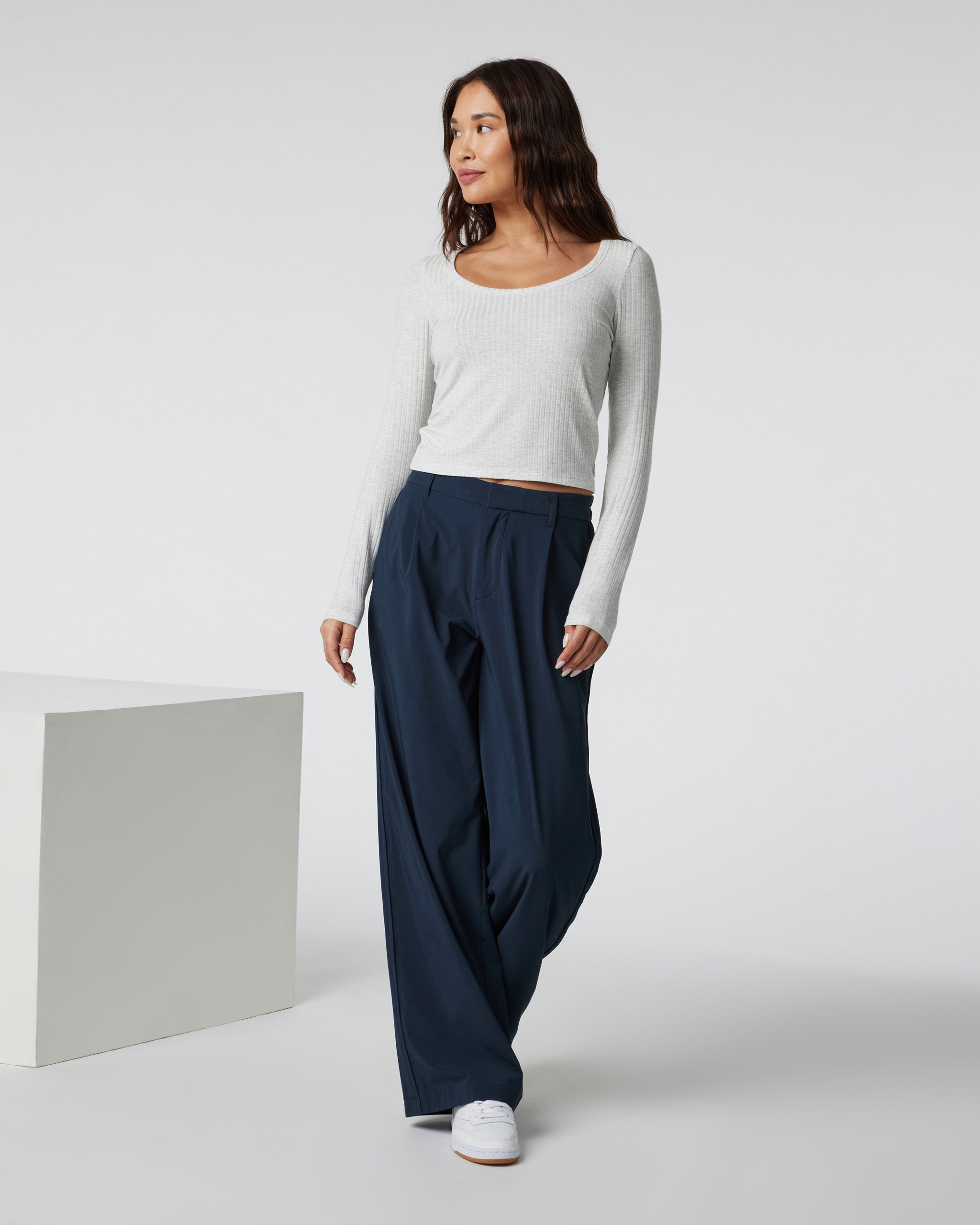 Long Sleeve Plie Top | Light Heather Grey