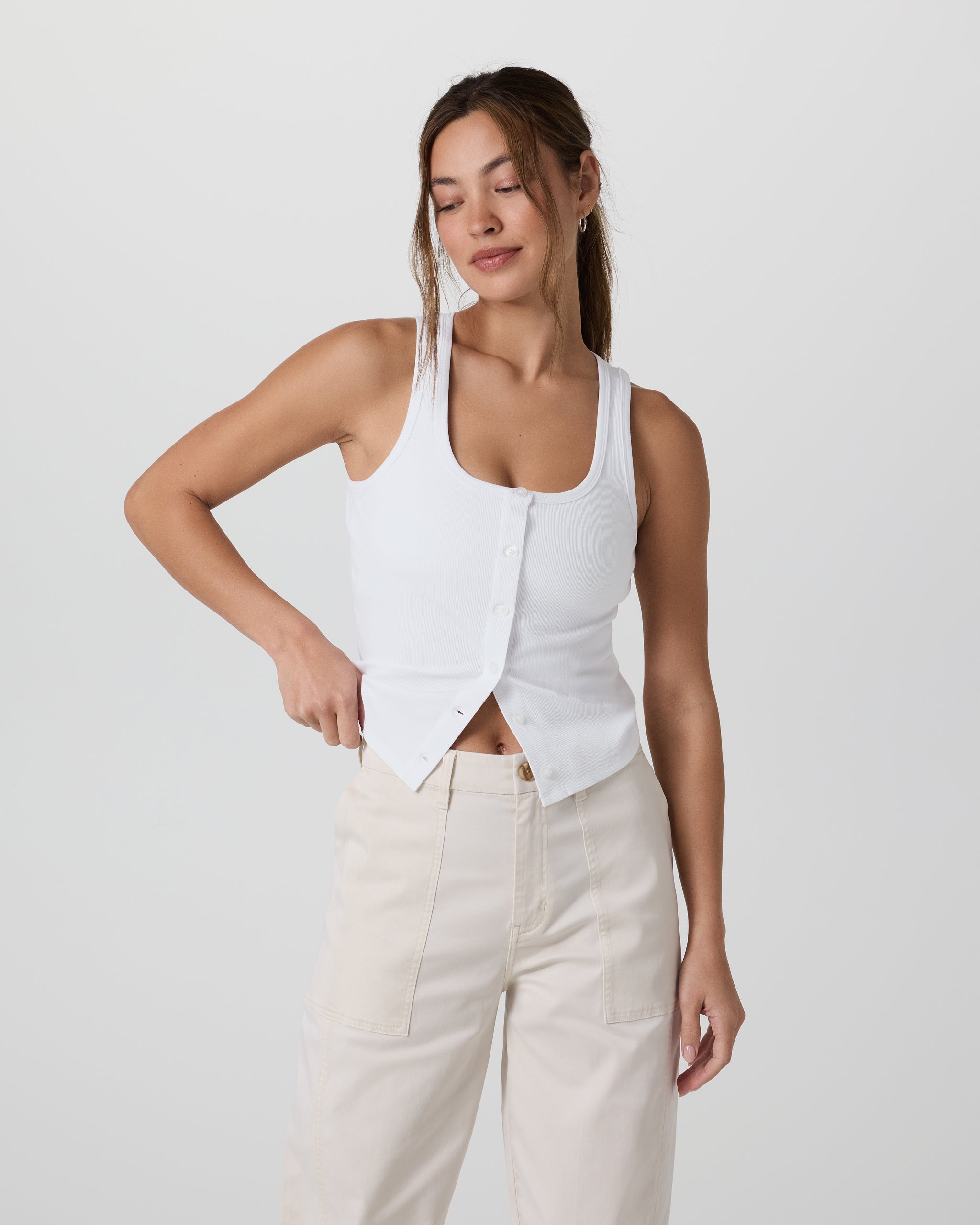 Pose Cardigan Tank | White