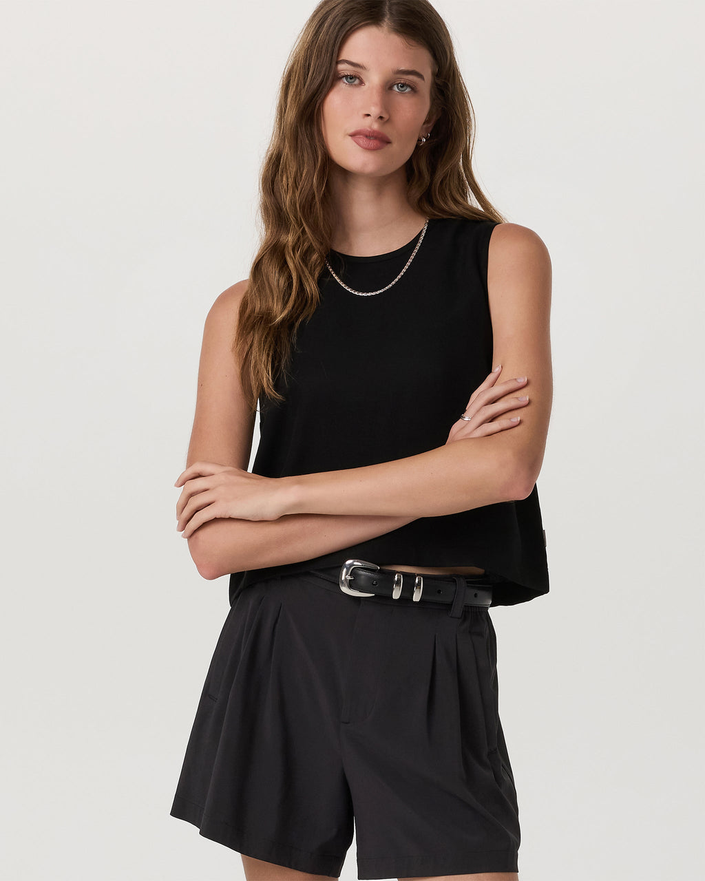 Trestles Twill Crop Tank | Black