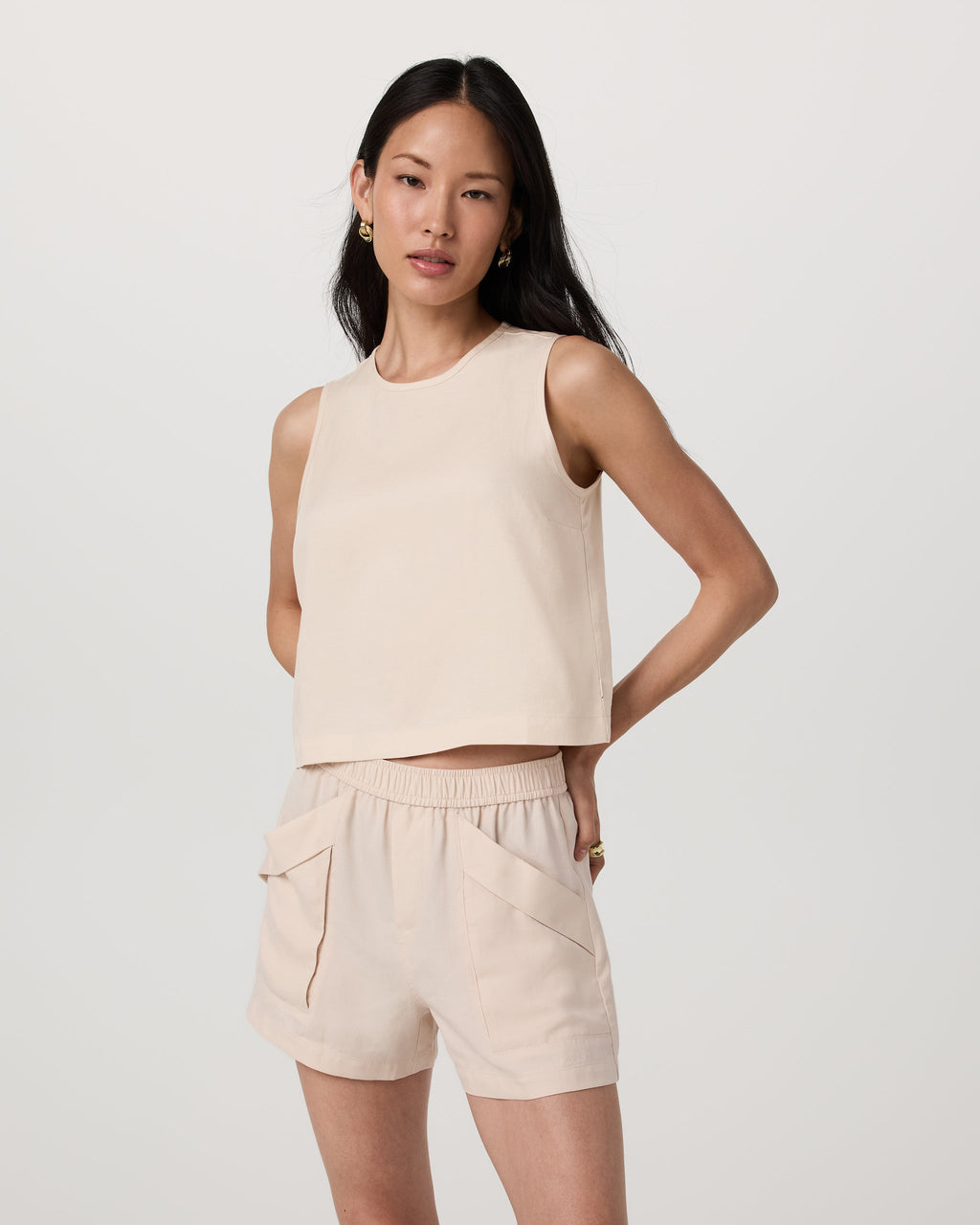 Trestles Twill Crop Tank | Sand Dollar