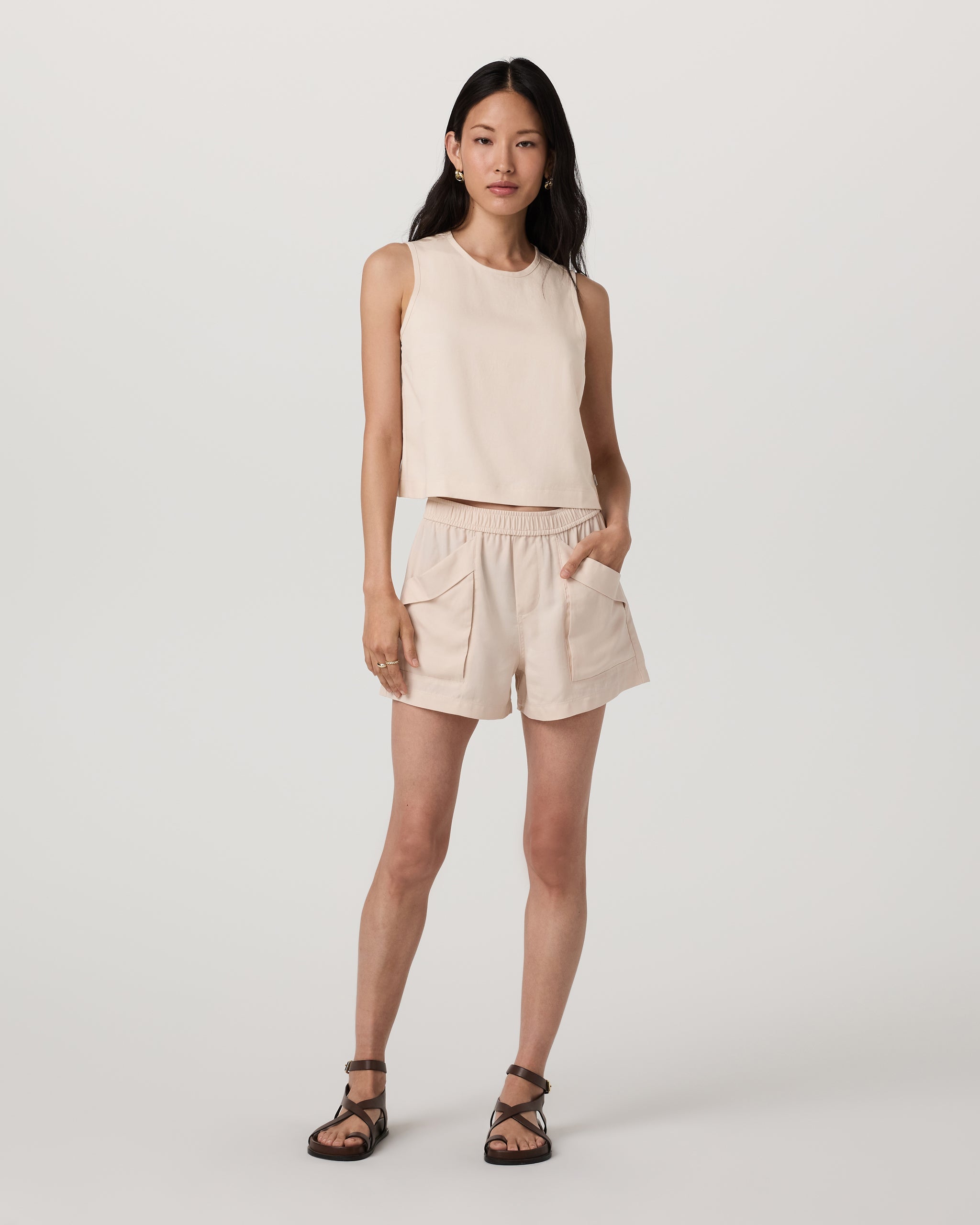 Trestles Twill Crop Tank | Sand Dollar