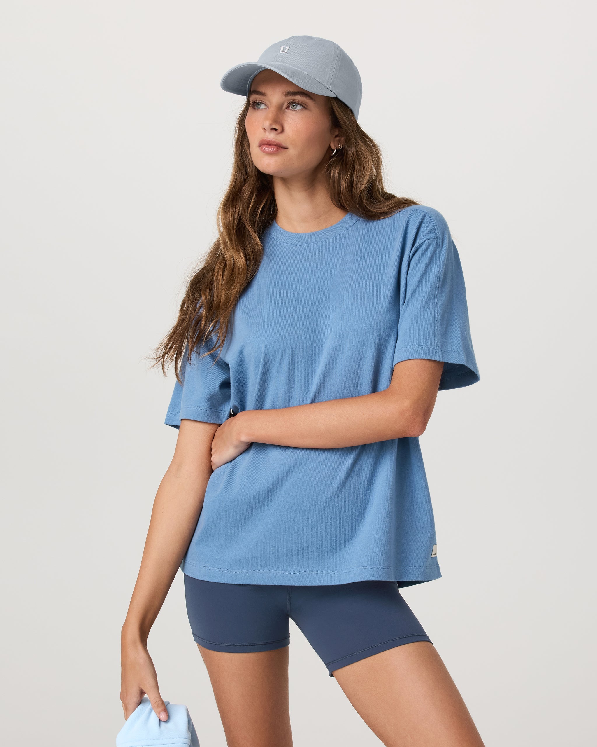 Short Sleeve Heavyweight Oversized Cotton Tee | Light French Blue