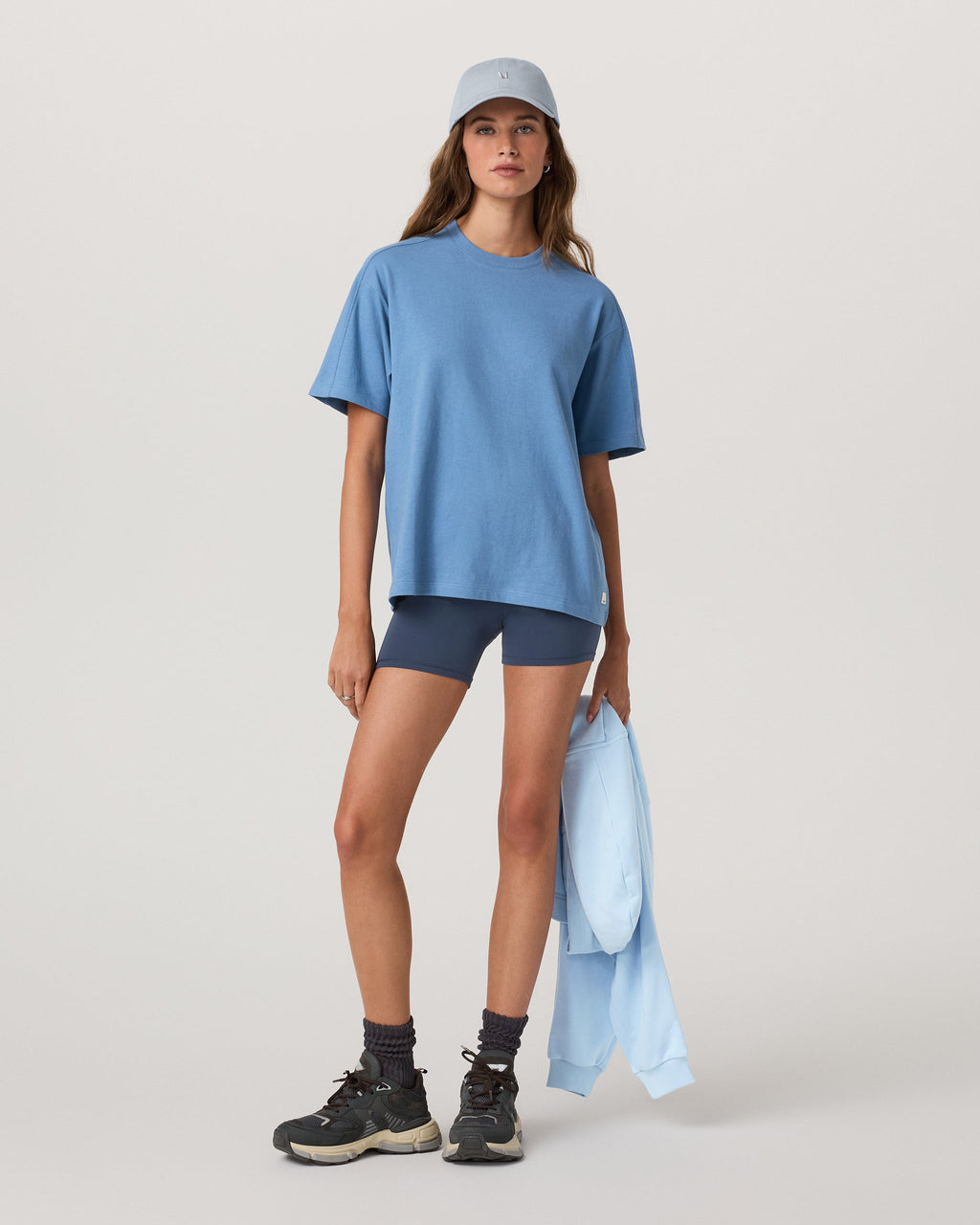 Short Sleeve Heavyweight Oversized Cotton Tee | Light French Blue