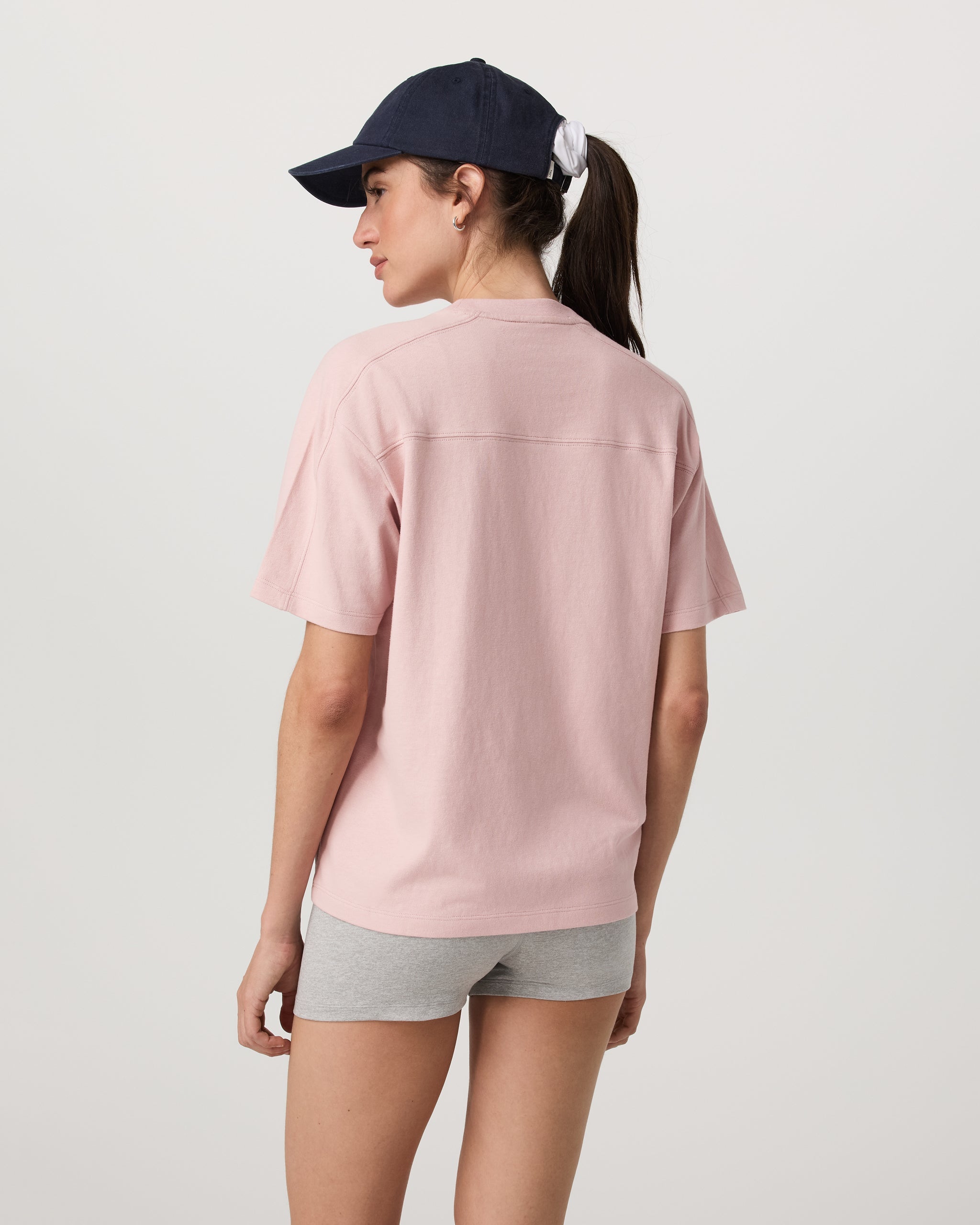 Short Sleeve Heavyweight Oversized Cotton Tee | Vintage Rose