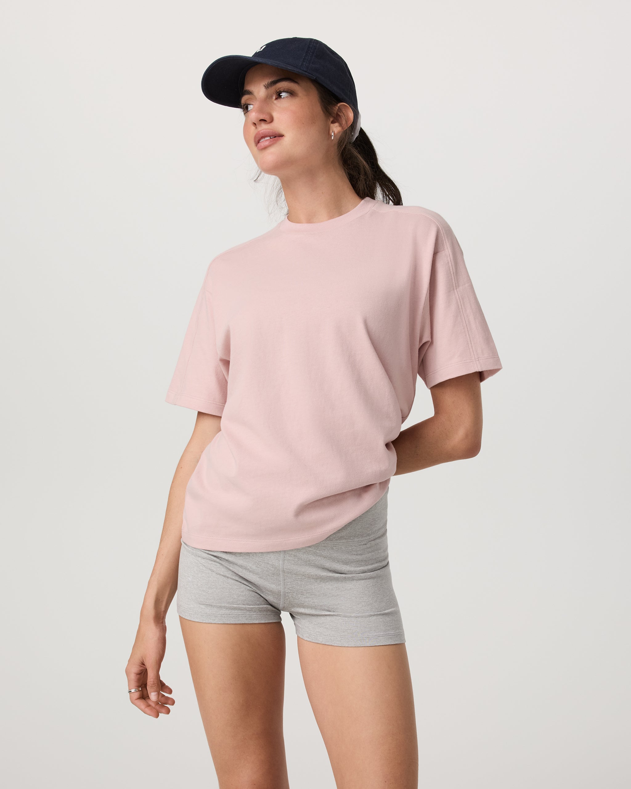 Short Sleeve Heavyweight Oversized Cotton Tee | Vintage Rose