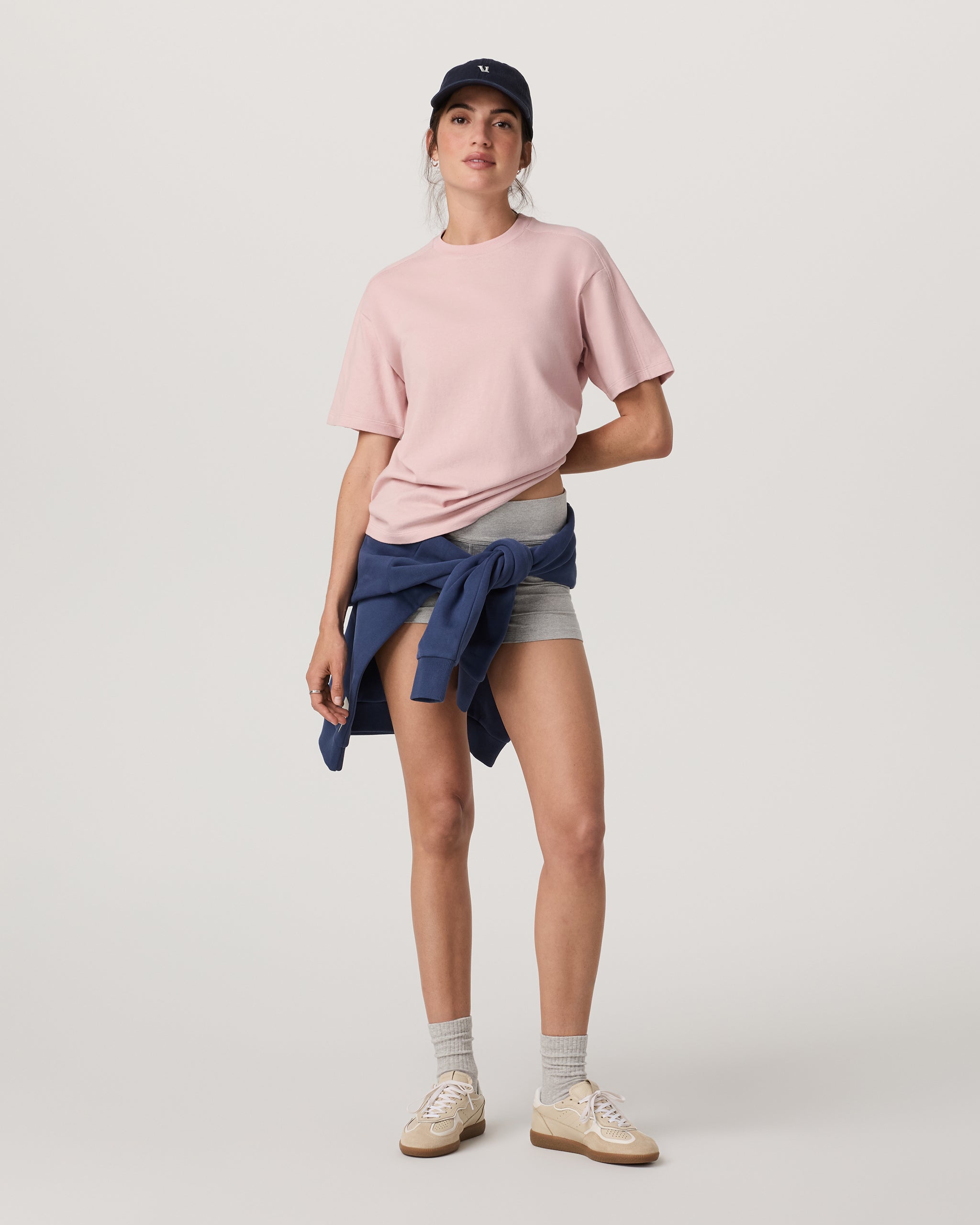 Short Sleeve Heavyweight Oversized Cotton Tee | Vintage Rose