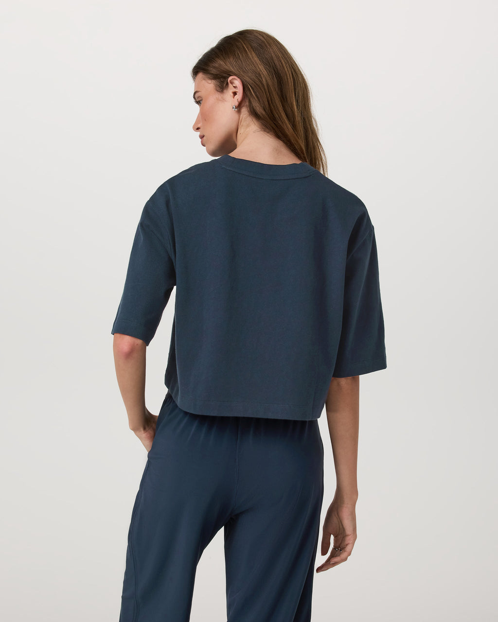 Short Sleeve Heavyweight Crop Cotton Tee | Ink