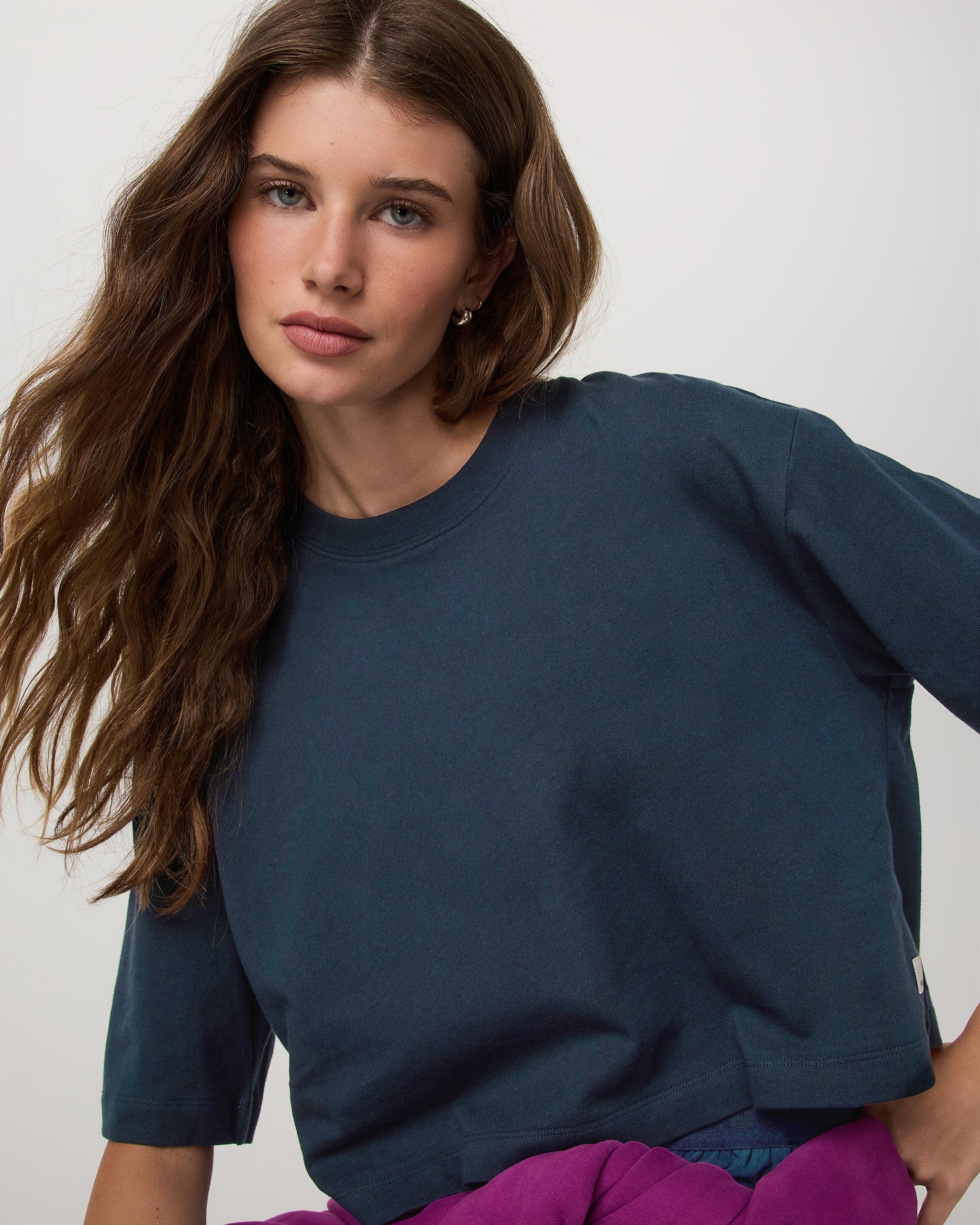 Short Sleeve Heavyweight Crop Cotton Tee | Ink