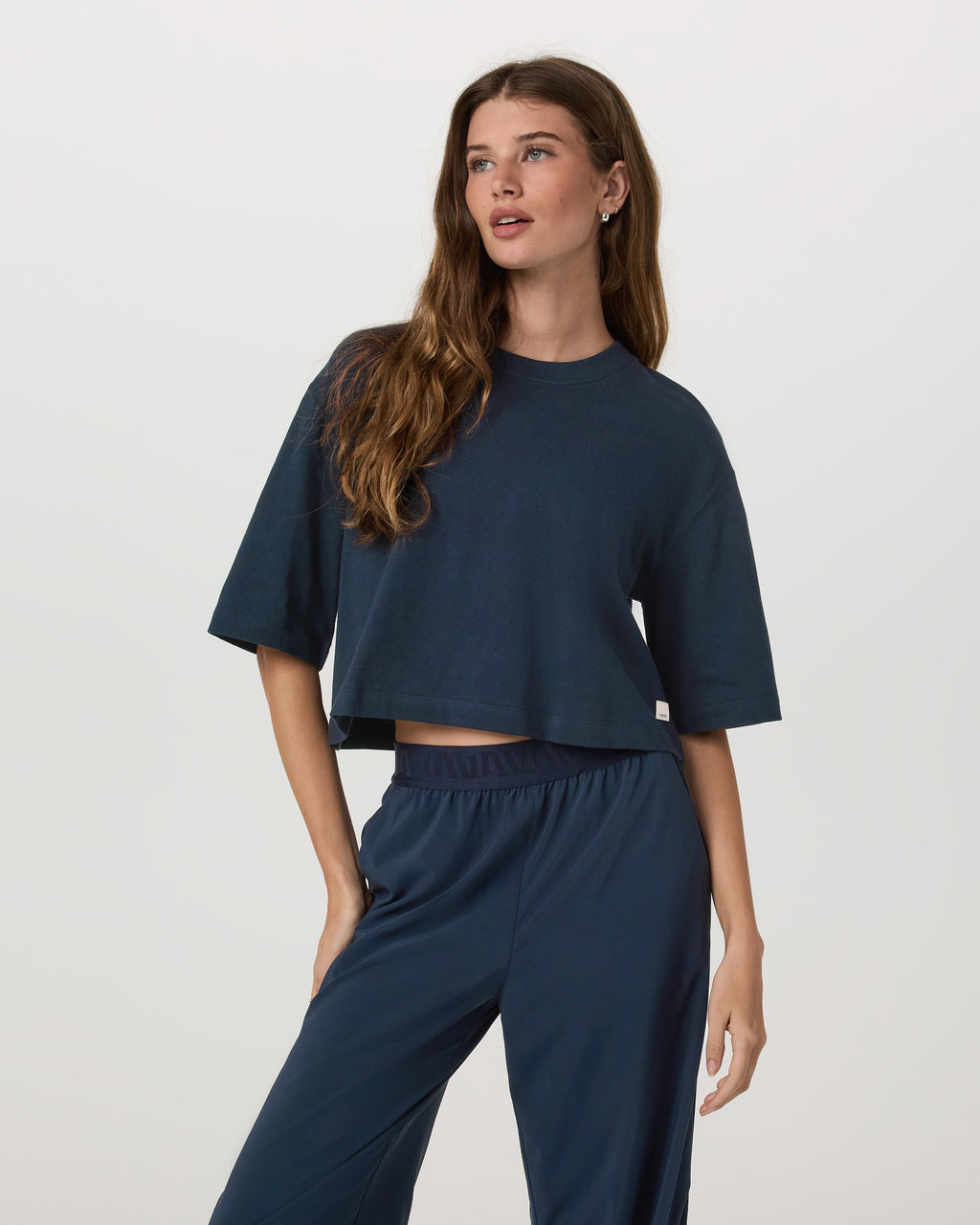 Short Sleeve Heavyweight Crop Cotton Tee | Ink