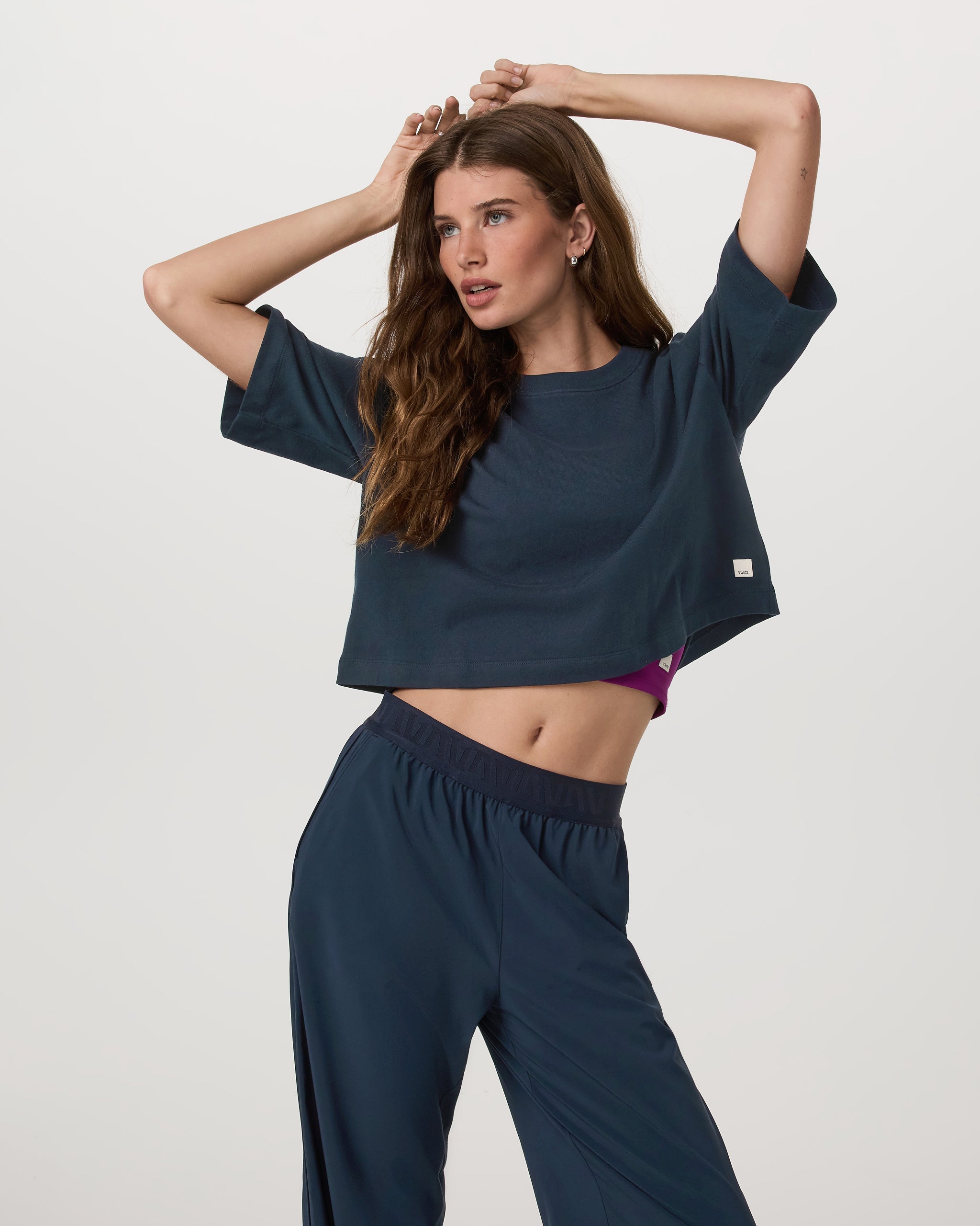 Short Sleeve Heavyweight Crop Cotton Tee | Ink