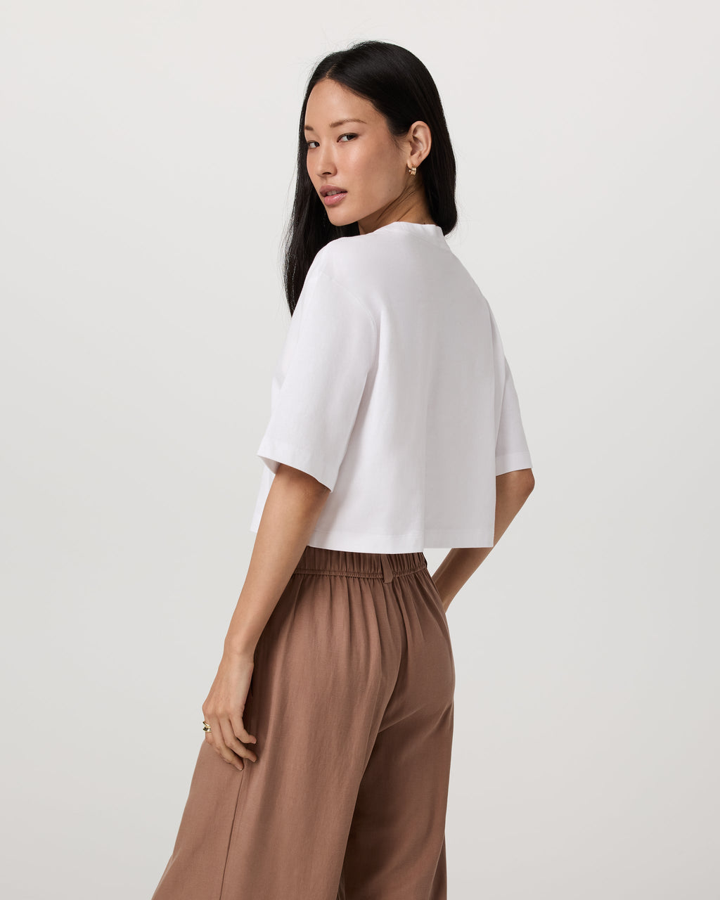 Short Sleeve Heavyweight Crop Cotton Tee | White