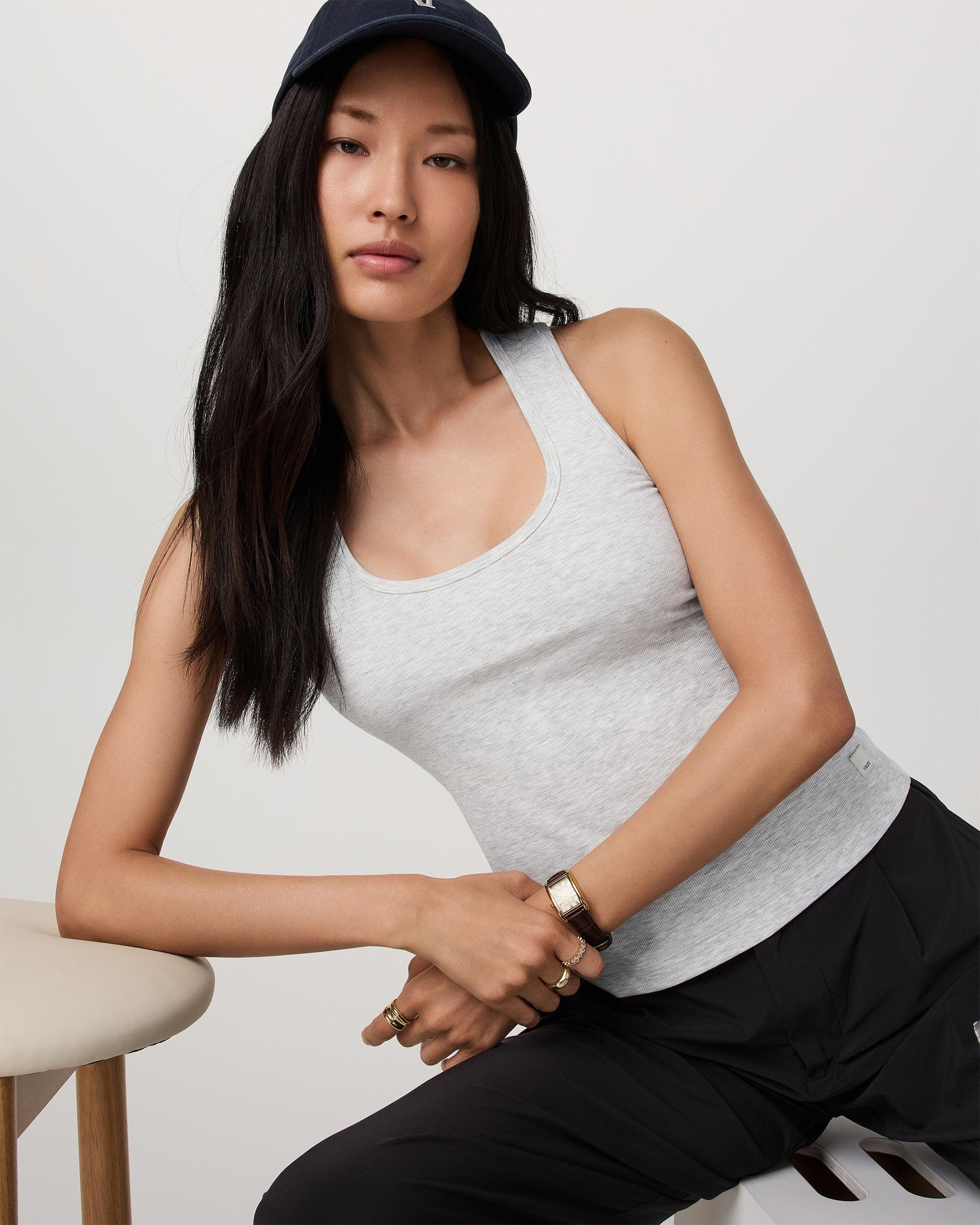 Pose Layering Tank | White Heather Grey