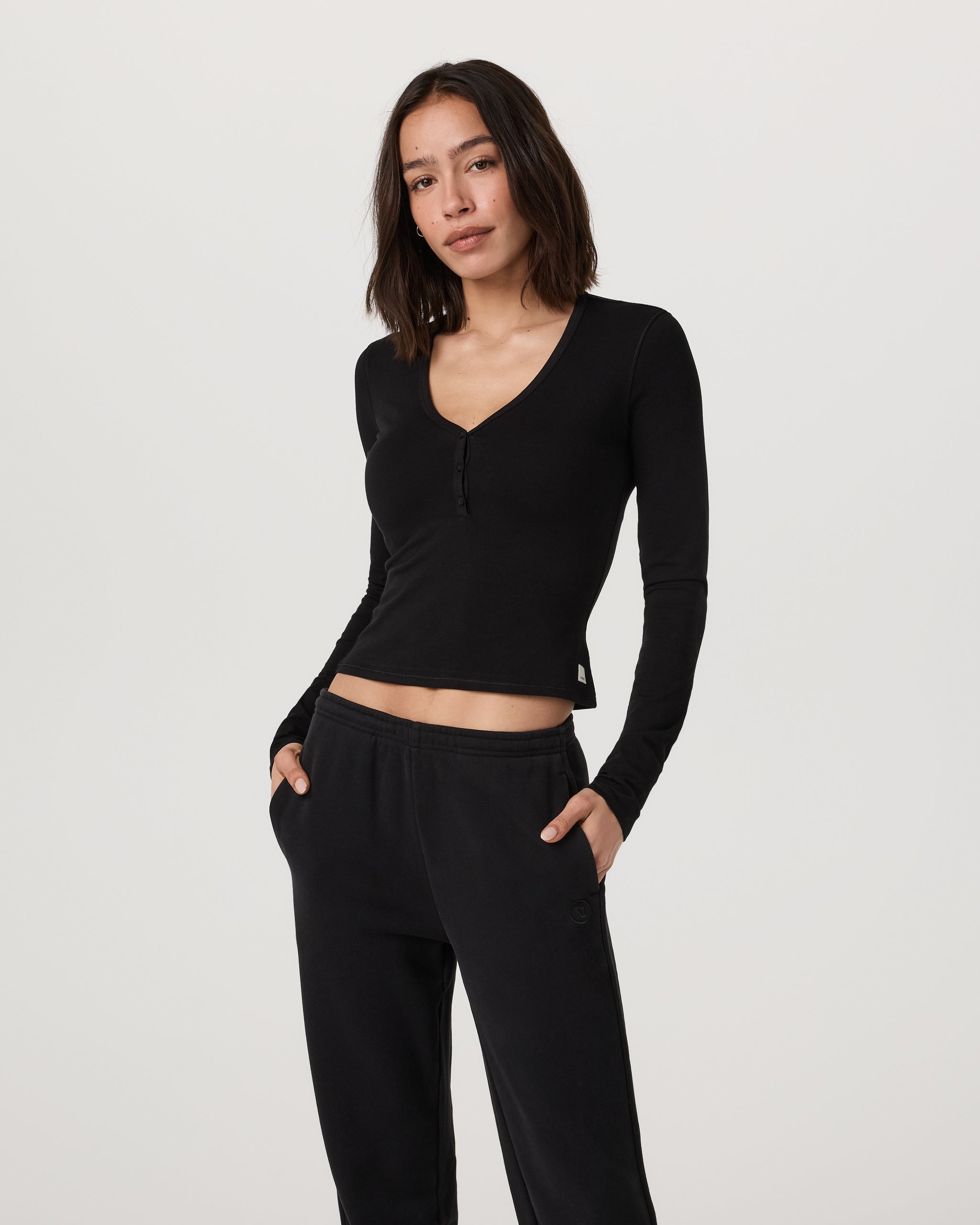 Long Sleeve Tuvalu Henley | Black