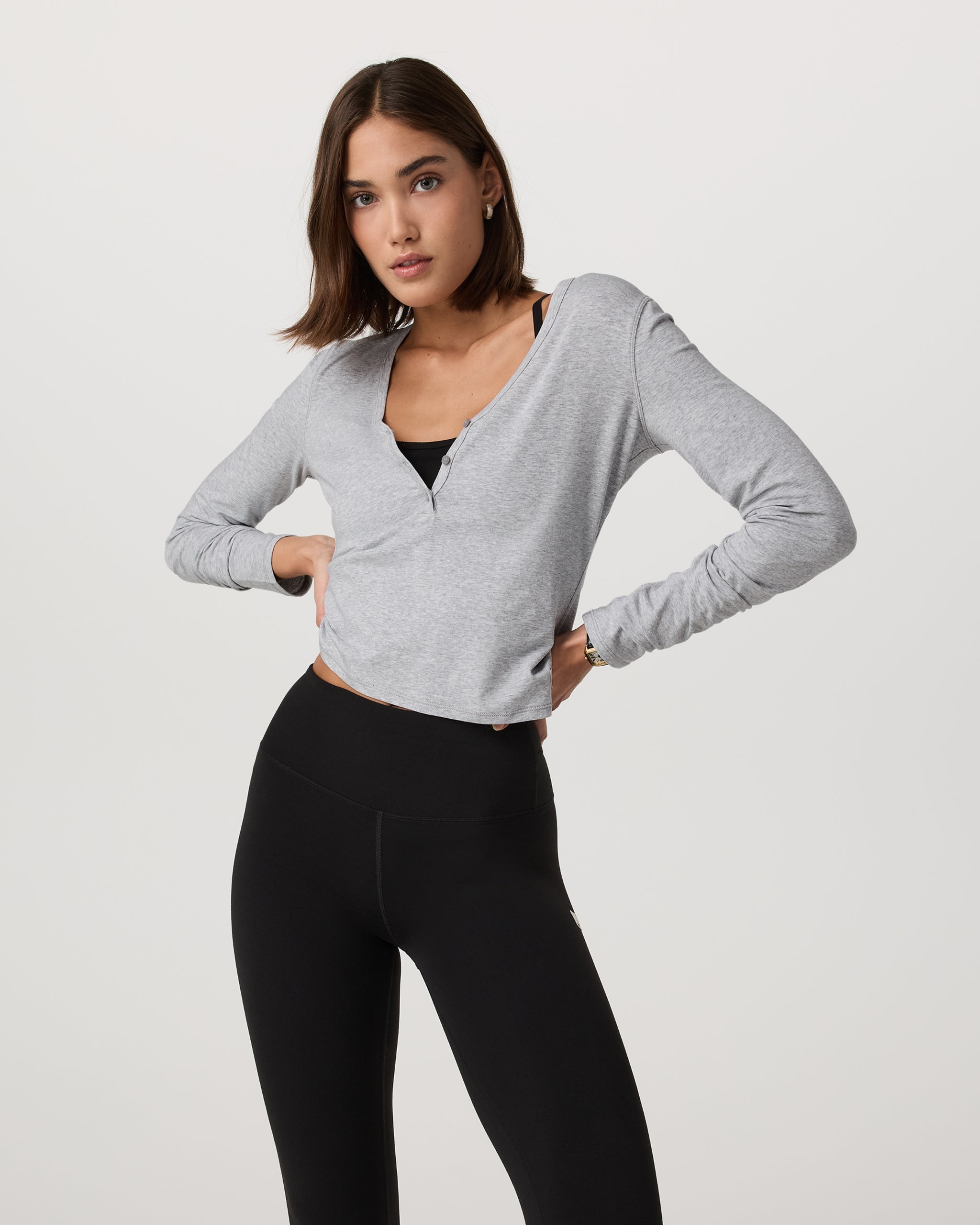 Long Sleeve Tuvalu Henley | Light Heather Grey