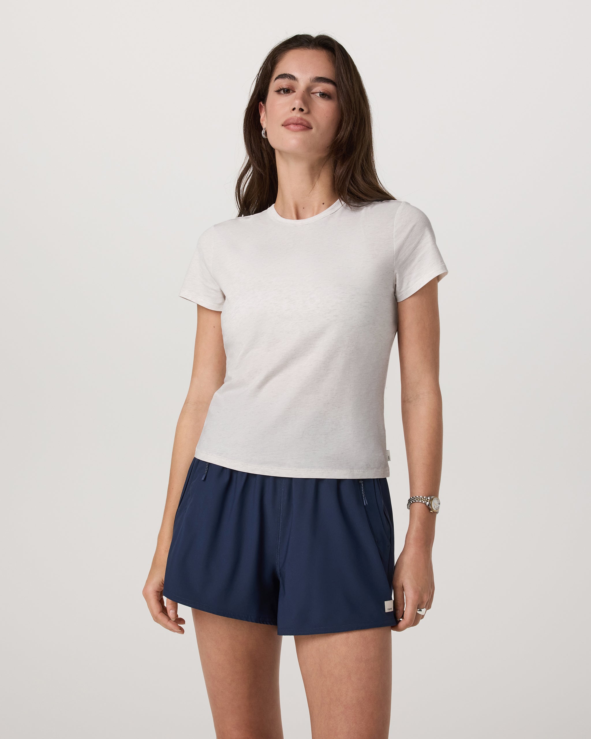 Short Sleeve Feather Classic Tee | White Heather Grey