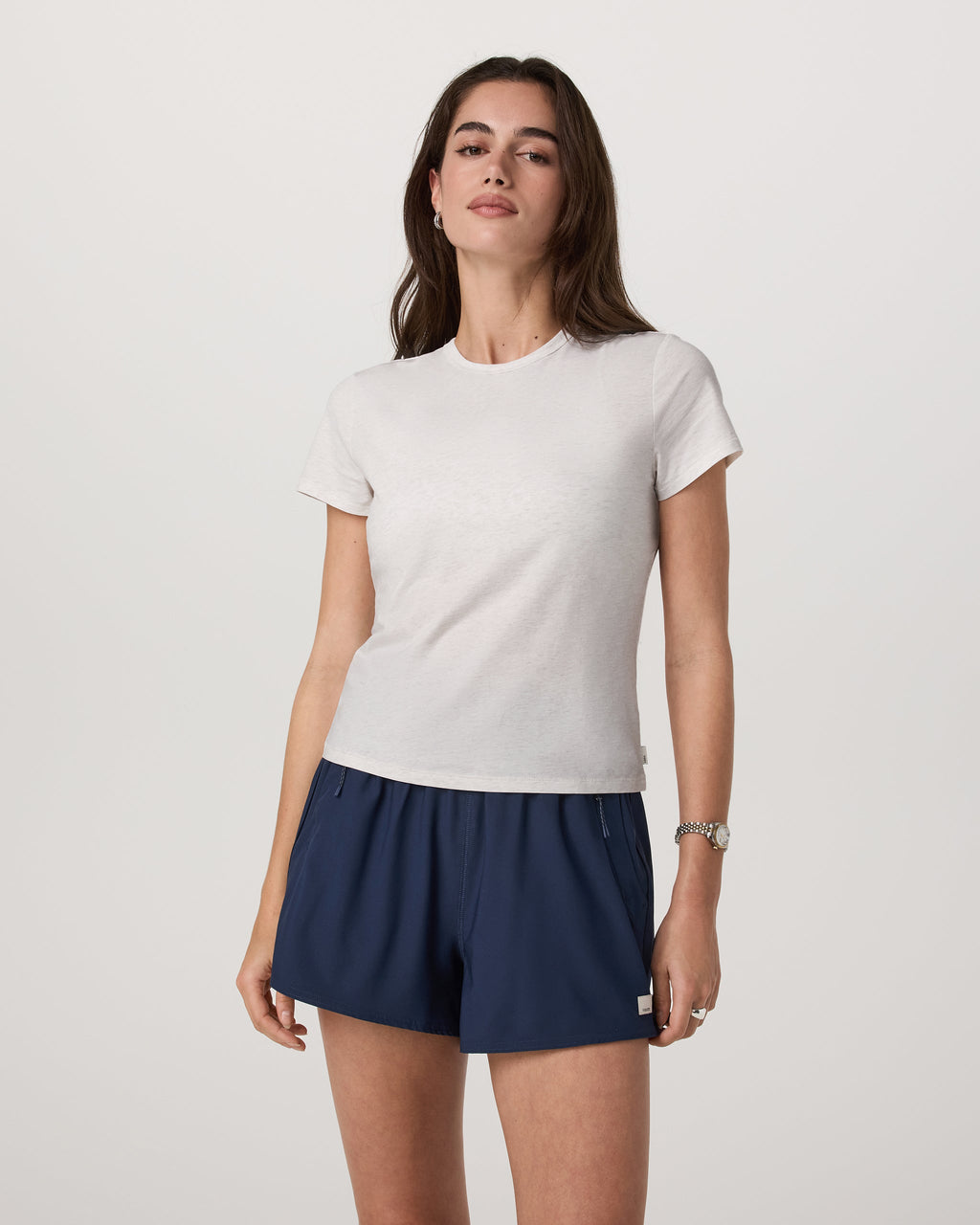 Short Sleeve Feather Classic Tee | White Heather Grey