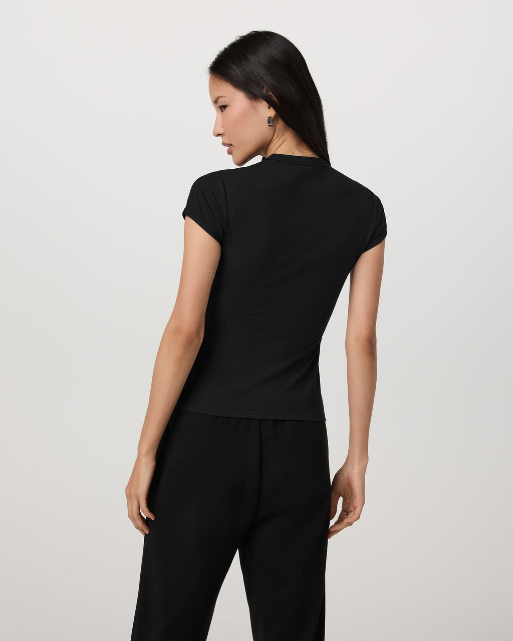 Short Sleeve Pose Button Up | Black