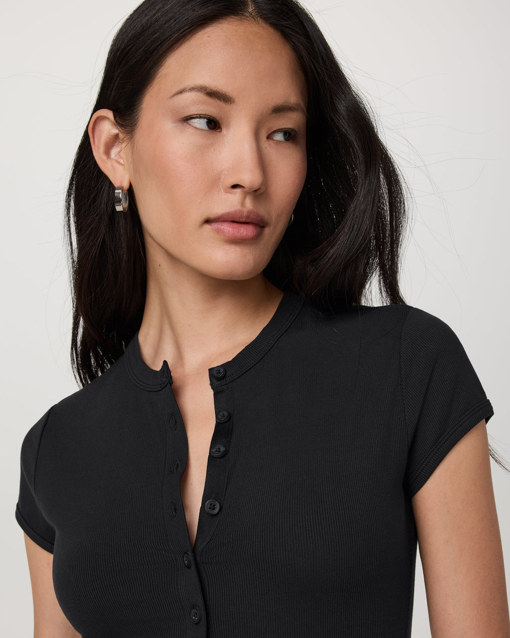 Short Sleeve Pose Button Up | Black