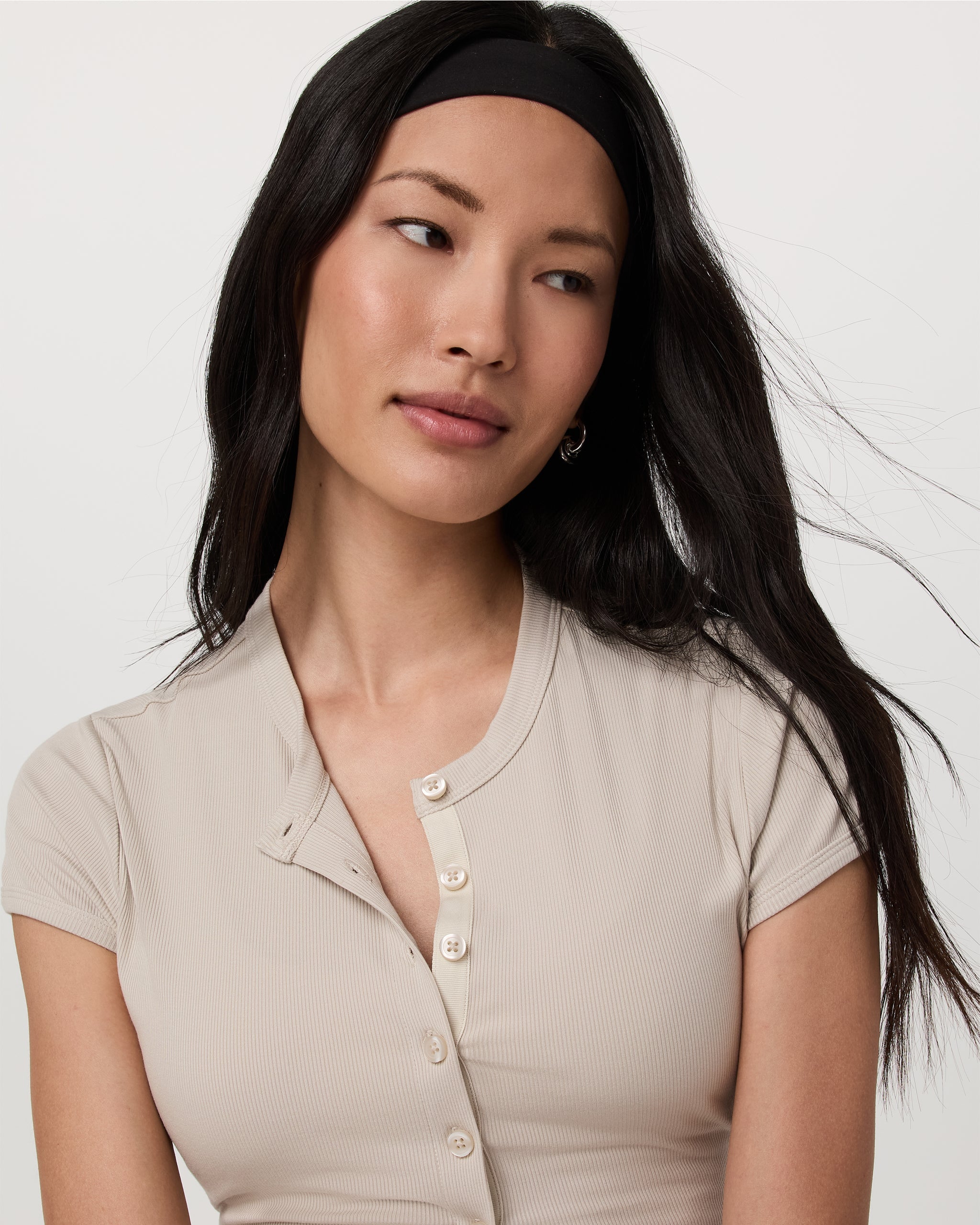 Short Sleeve Pose Button Up | Mushroom