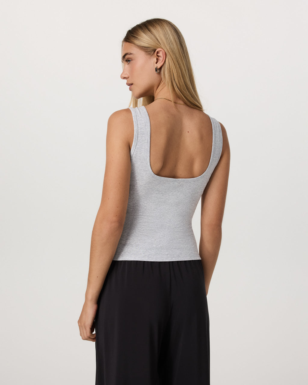 Tuvalu Scoop Back Tank | Light Heather Grey