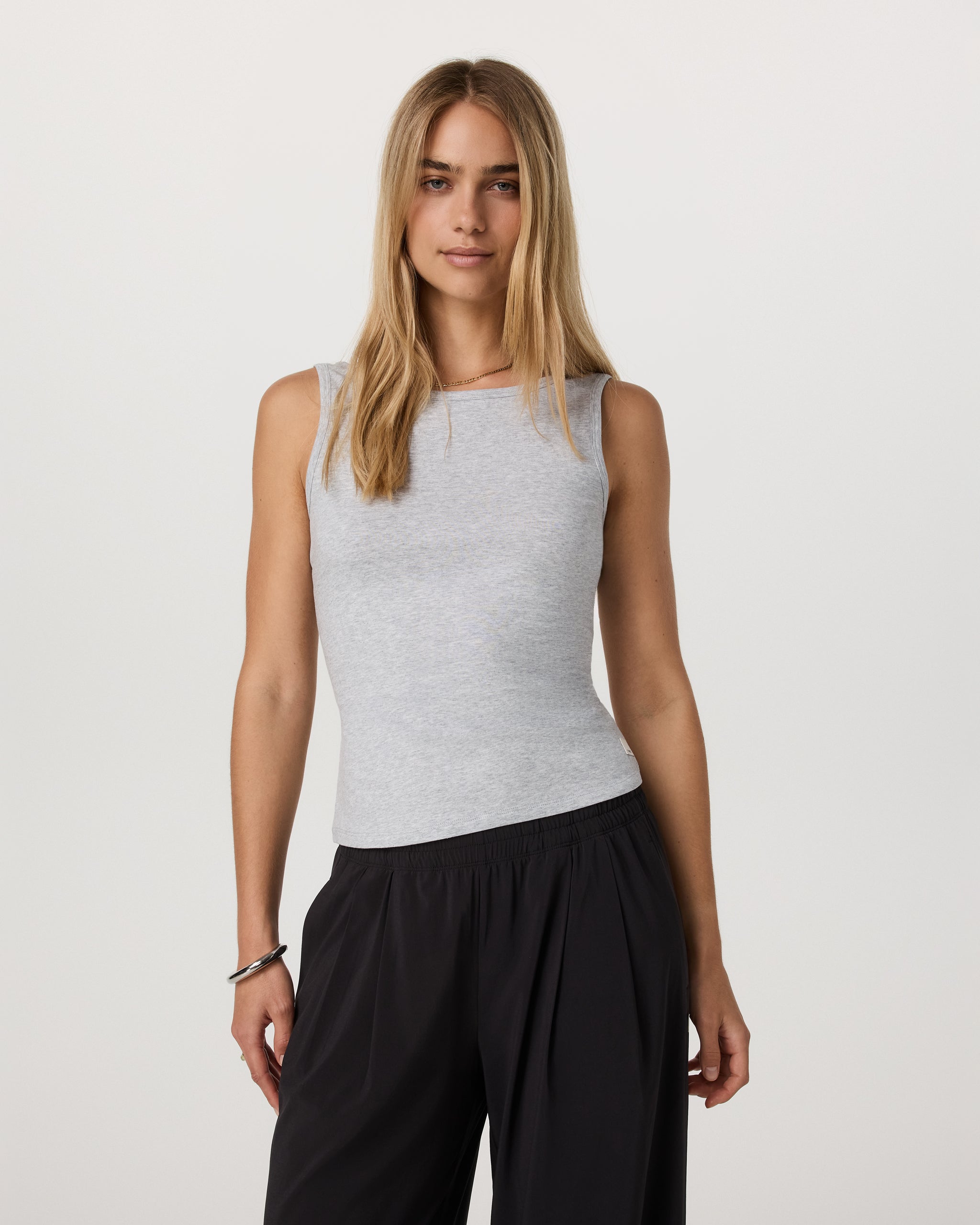 Tuvalu Scoop Back Tank | Light Heather Grey