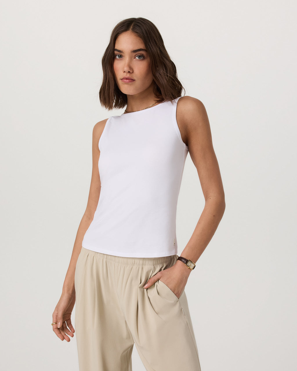 Tuvalu Scoop Back Tank | White