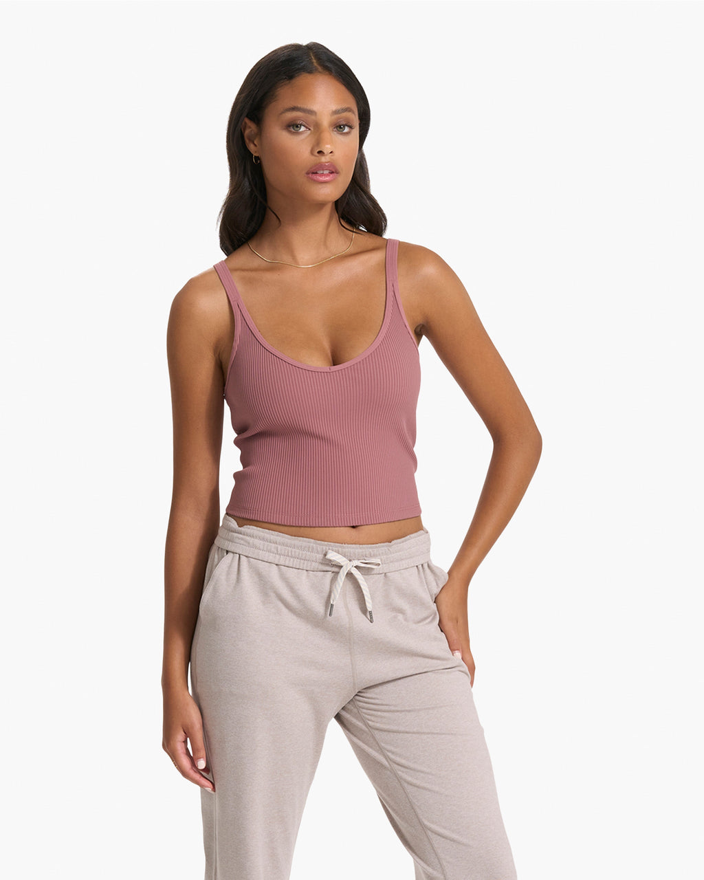 Rib Crop Tank | Marsala
