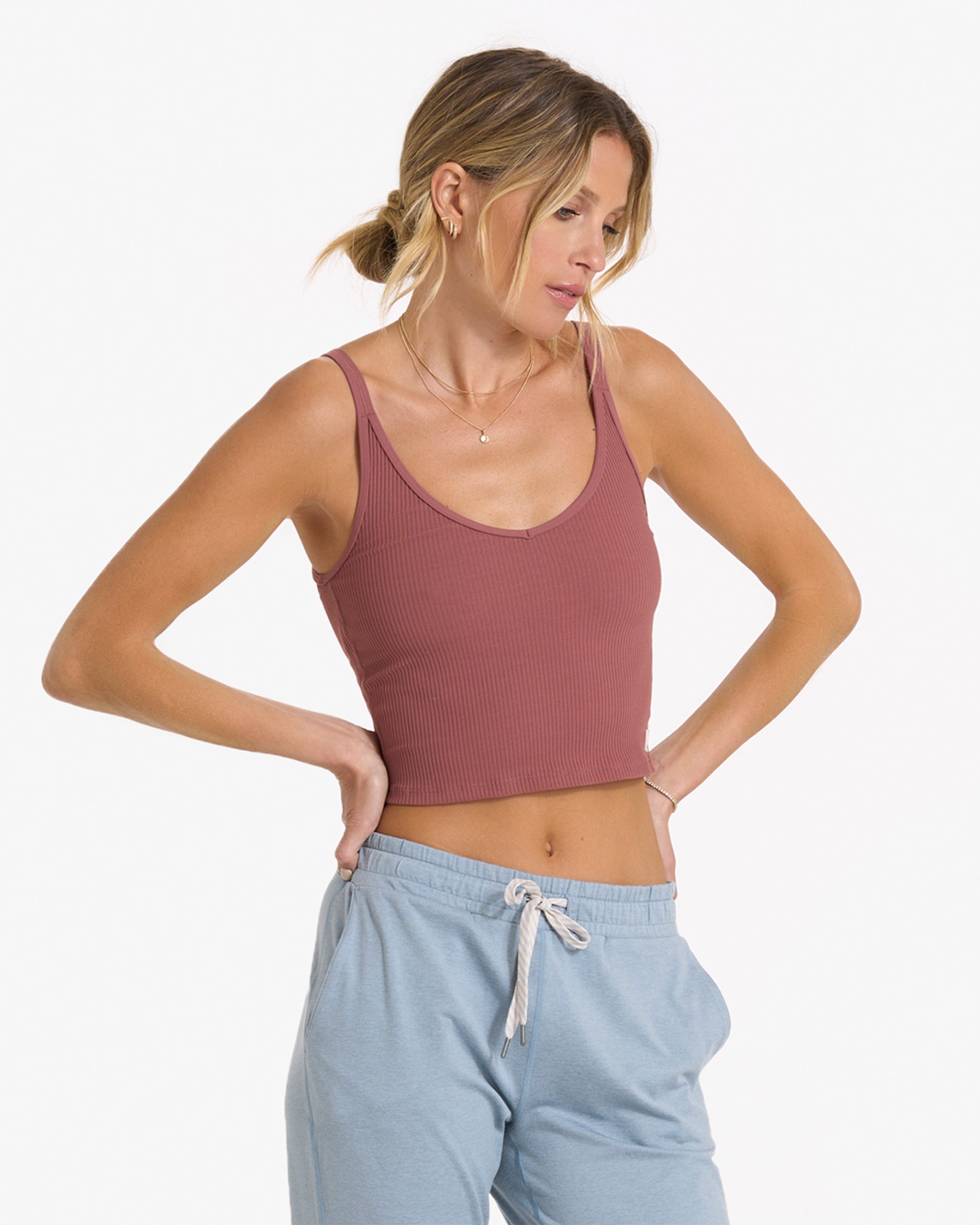 Rib Crop Tank | Rosewood