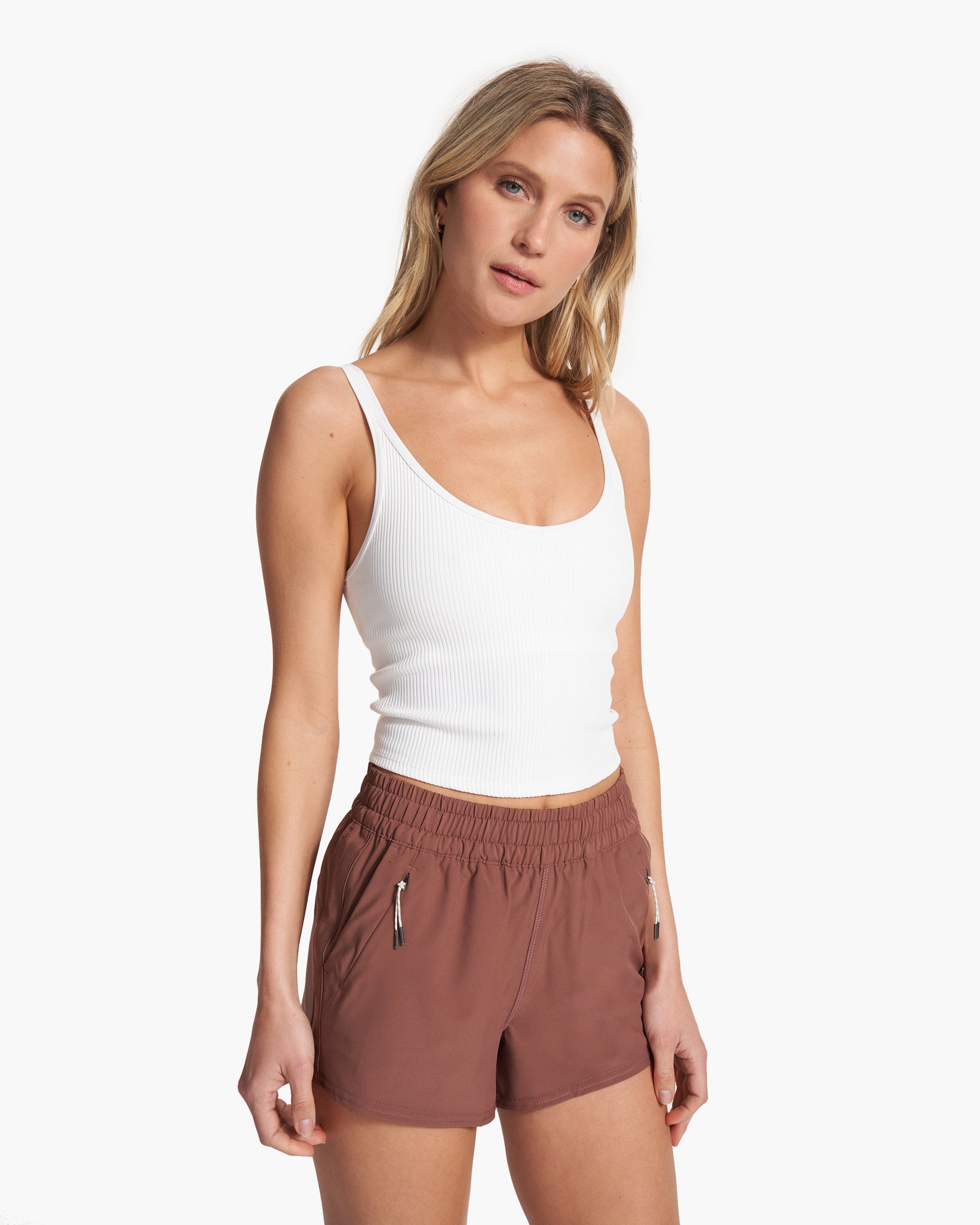 Rib Crop Tank | White