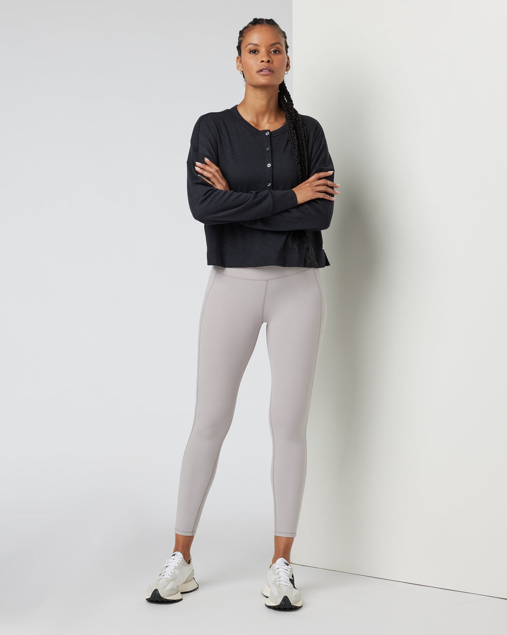 Long Sleeve Sunrise Oversize Henley | Black