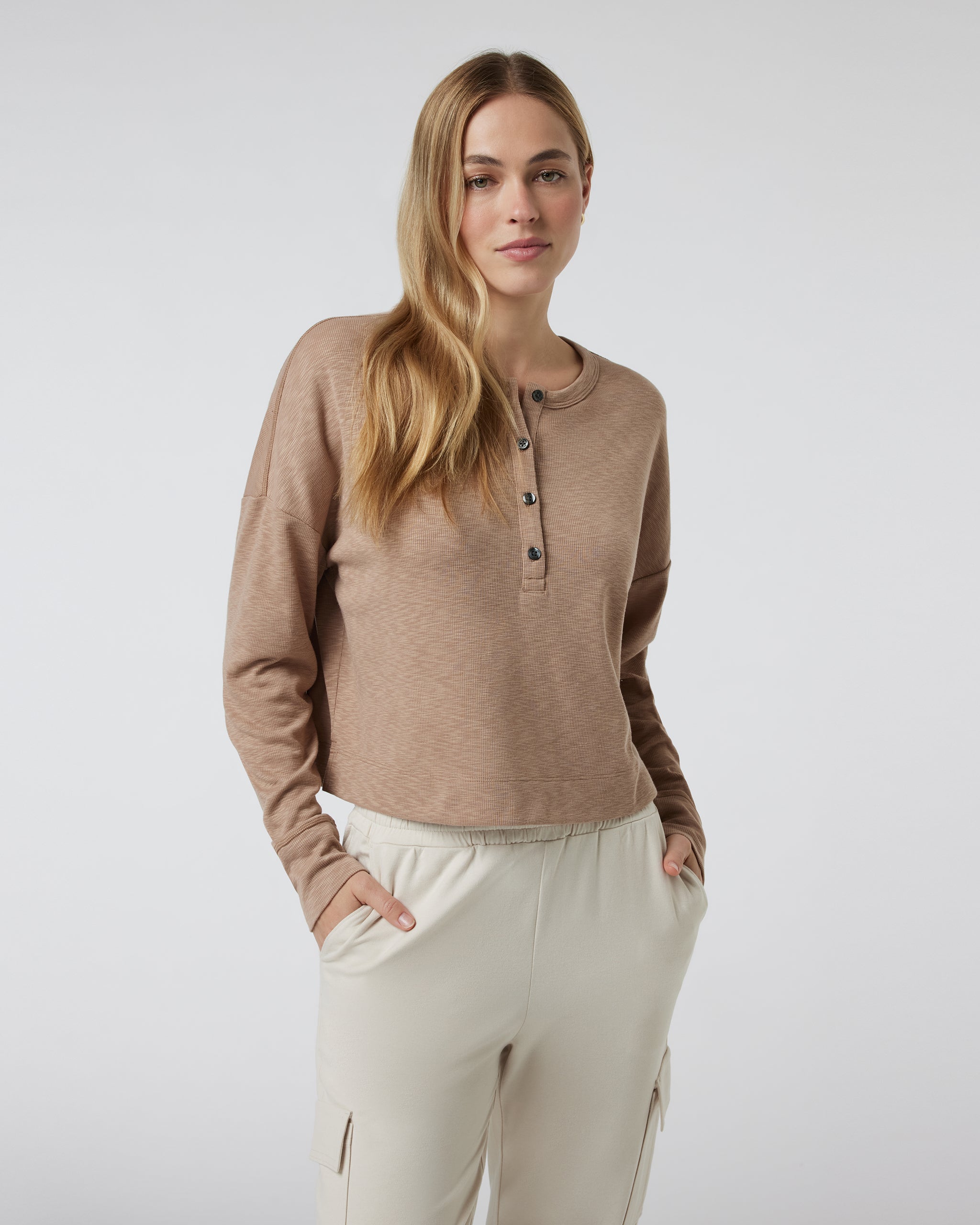 Long Sleeve Sunrise Oversize Henley | Goldenrod