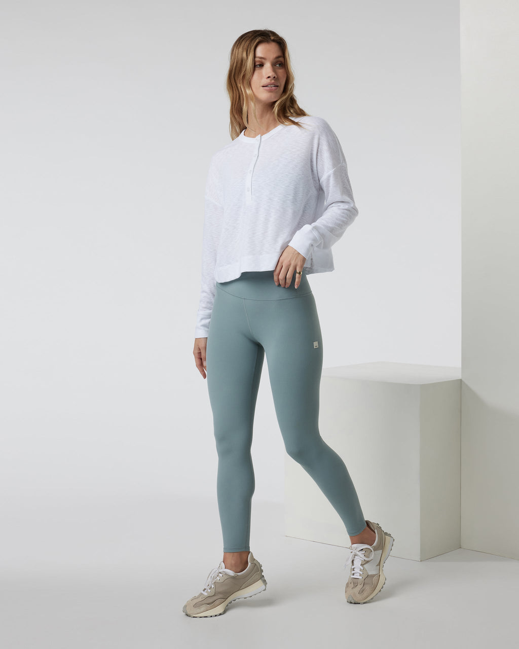 Long Sleeve Sunrise Oversize Henley | White