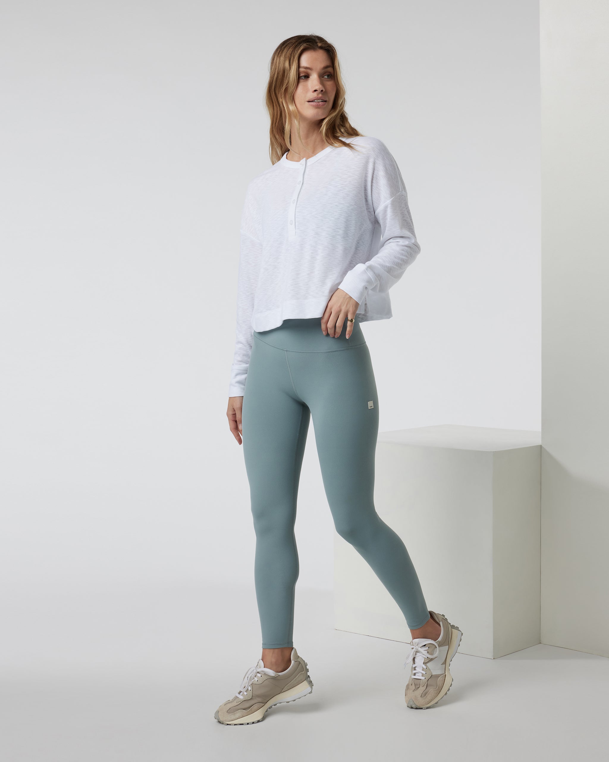 Long Sleeve Sunrise Oversize Henley | White