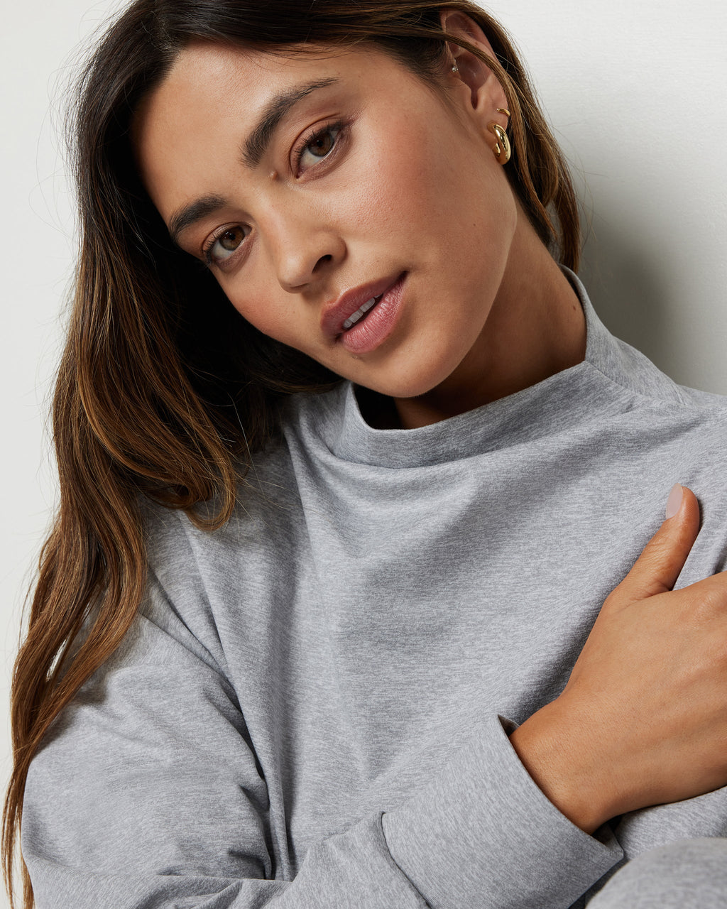 Granite Funnel Neck | Light Heather Grey