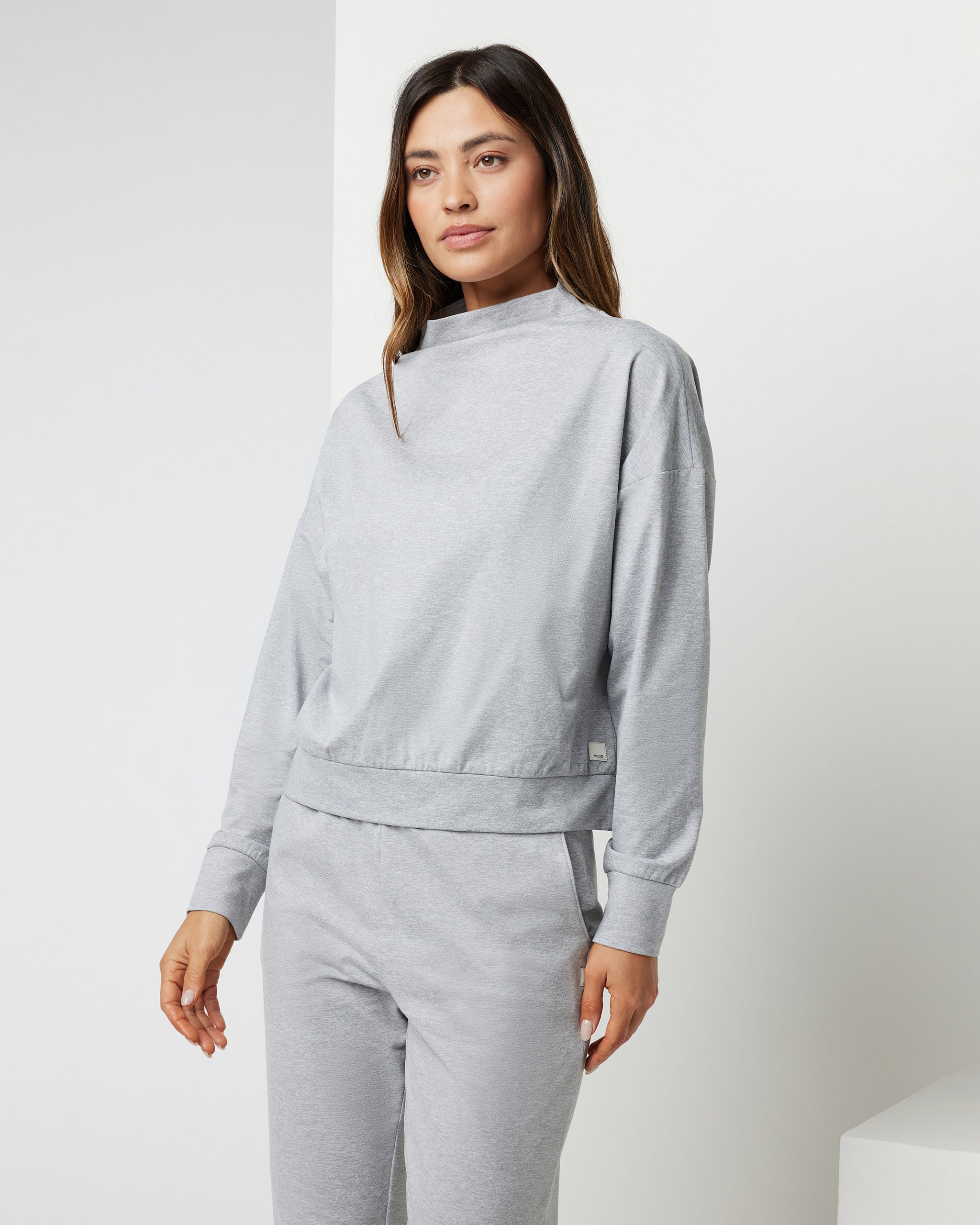 Granite Funnel Neck | Light Heather Grey