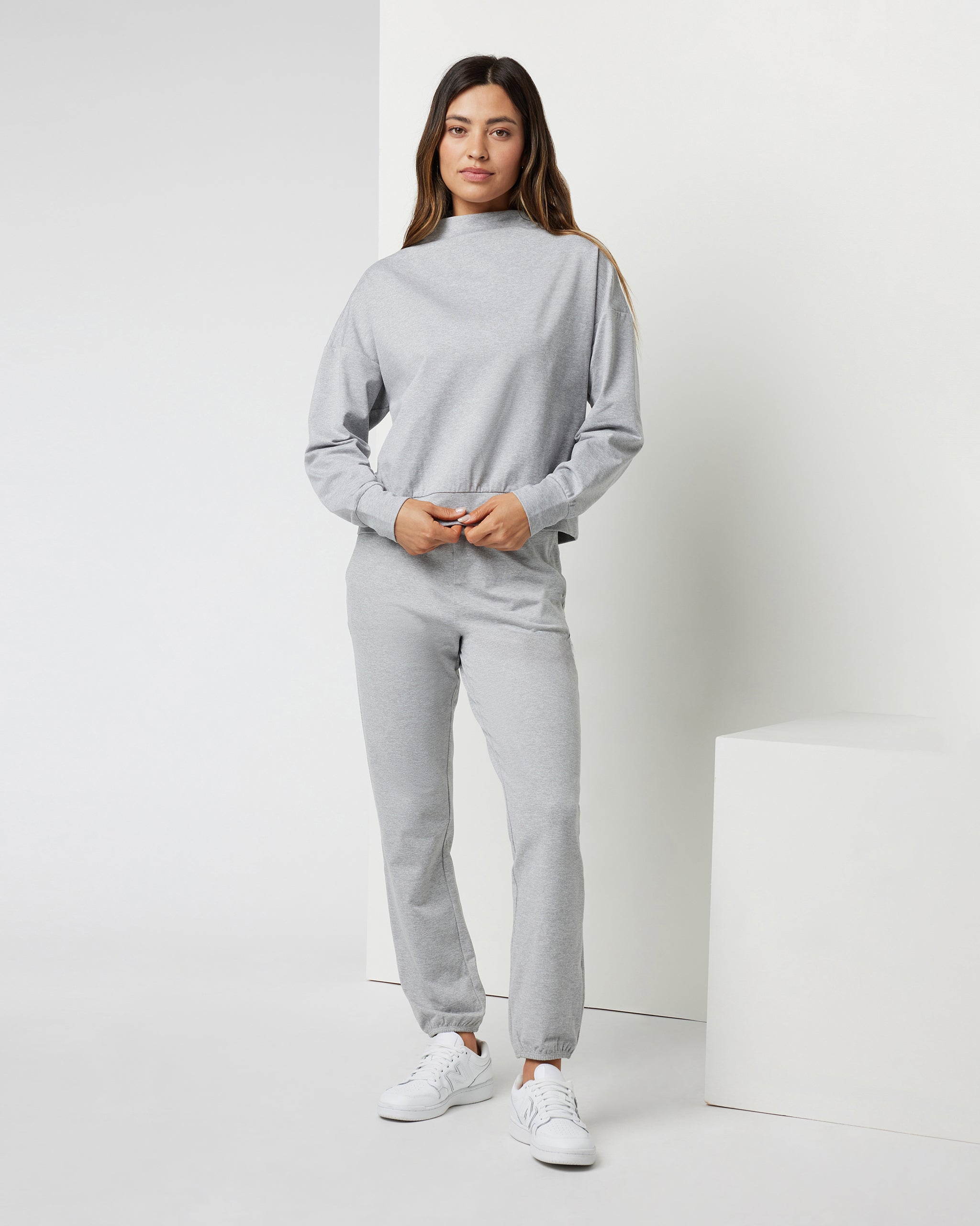 Granite Funnel Neck | Light Heather Grey