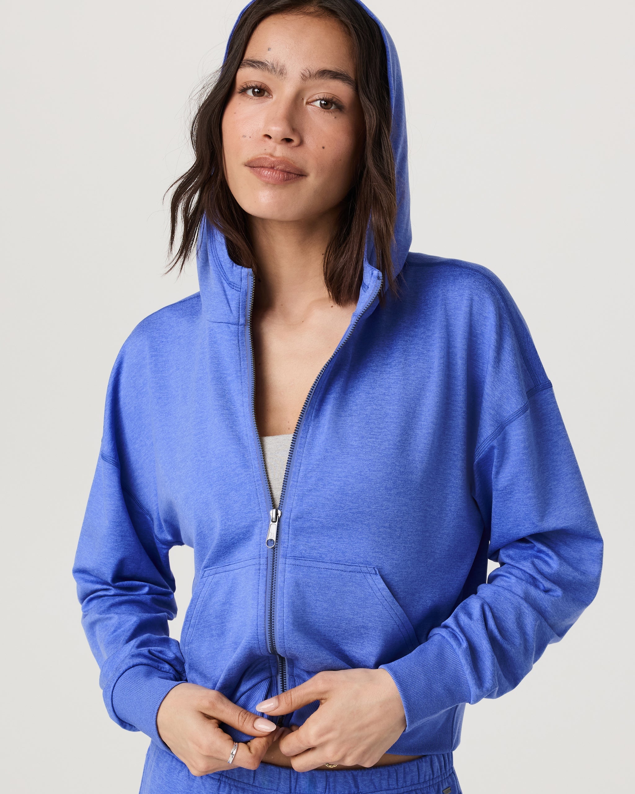 Halo Modern Full Zip Hoodie | Bright Iris Heather