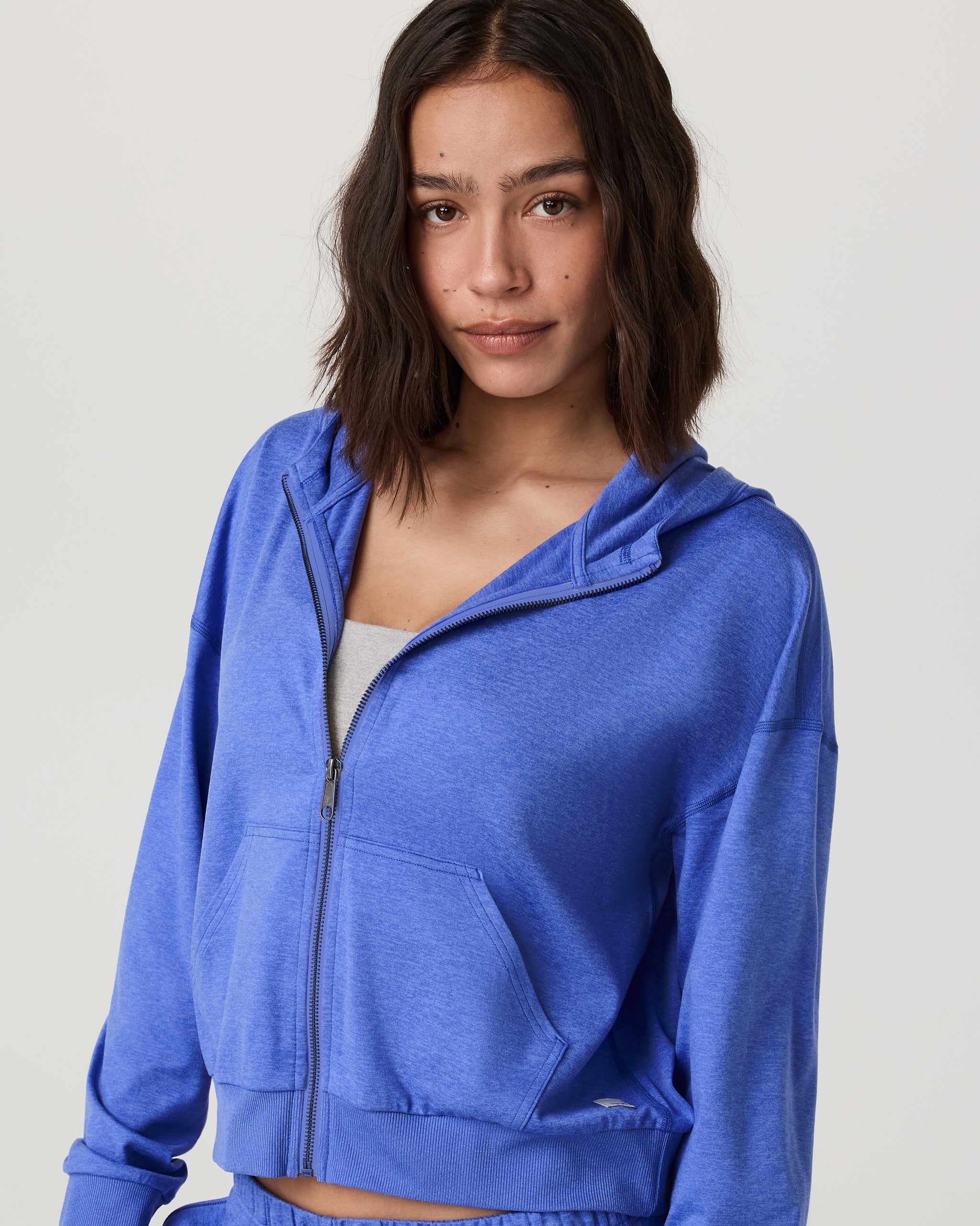 Halo Modern Full Zip Hoodie | Bright Iris Heather