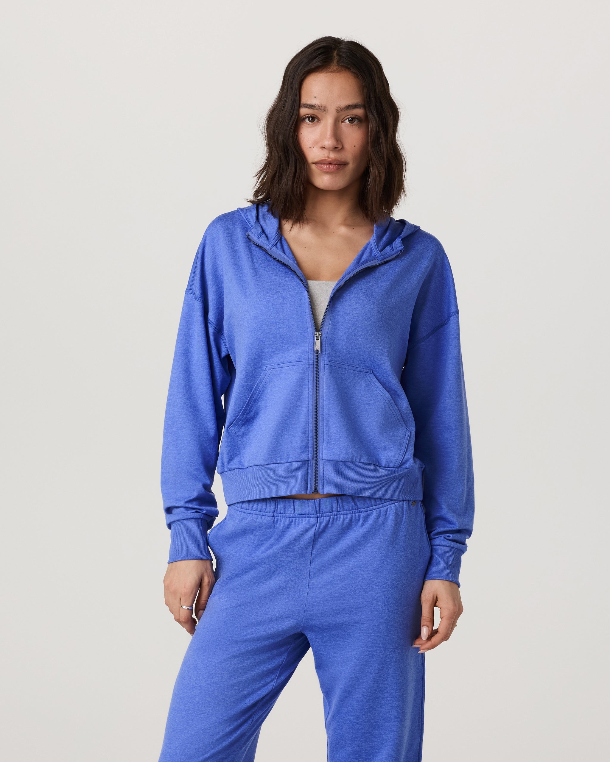 Halo Modern Full Zip Hoodie | Bright Iris Heather