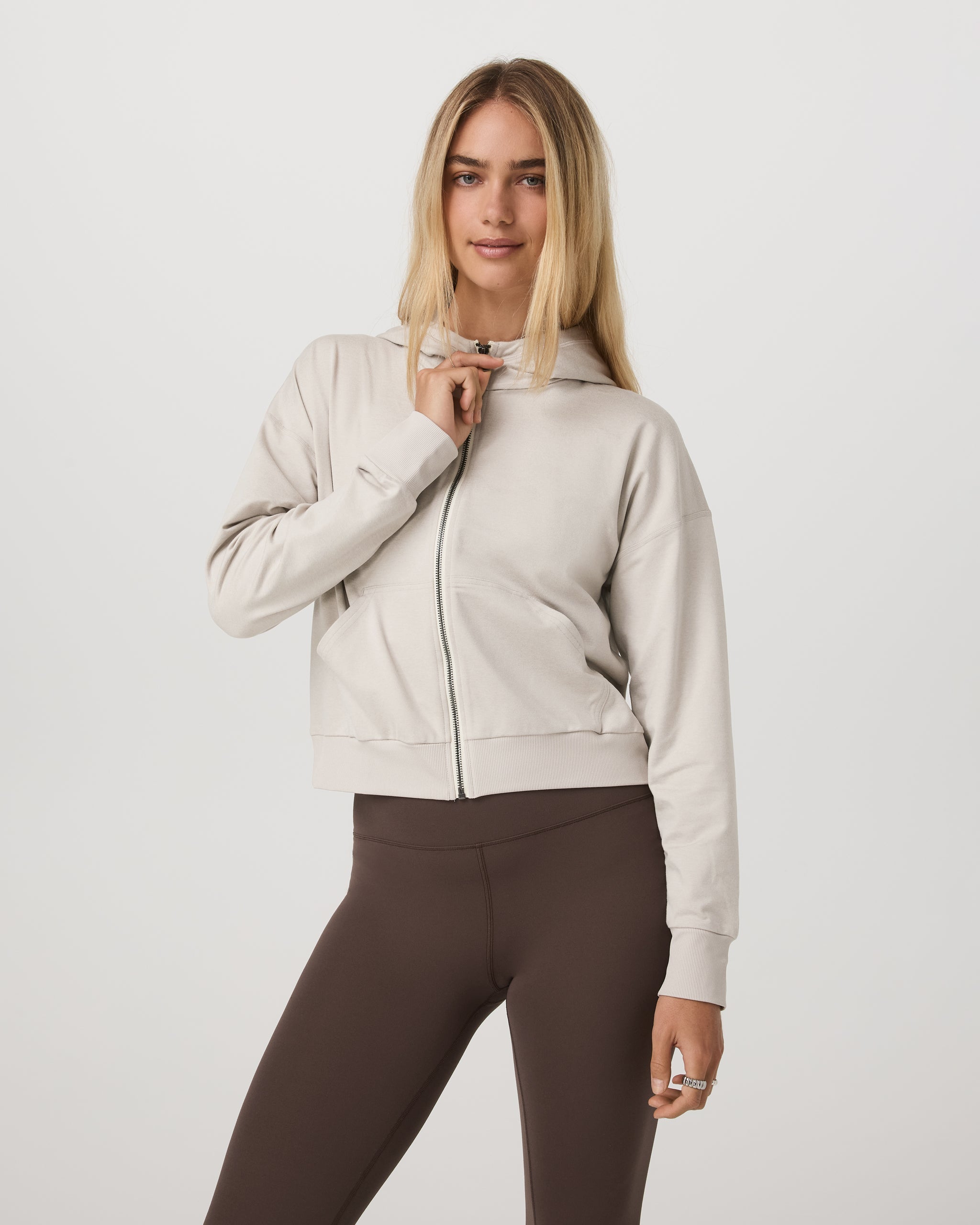 Halo Modern Full Zip Hoodie | Ecru Heather