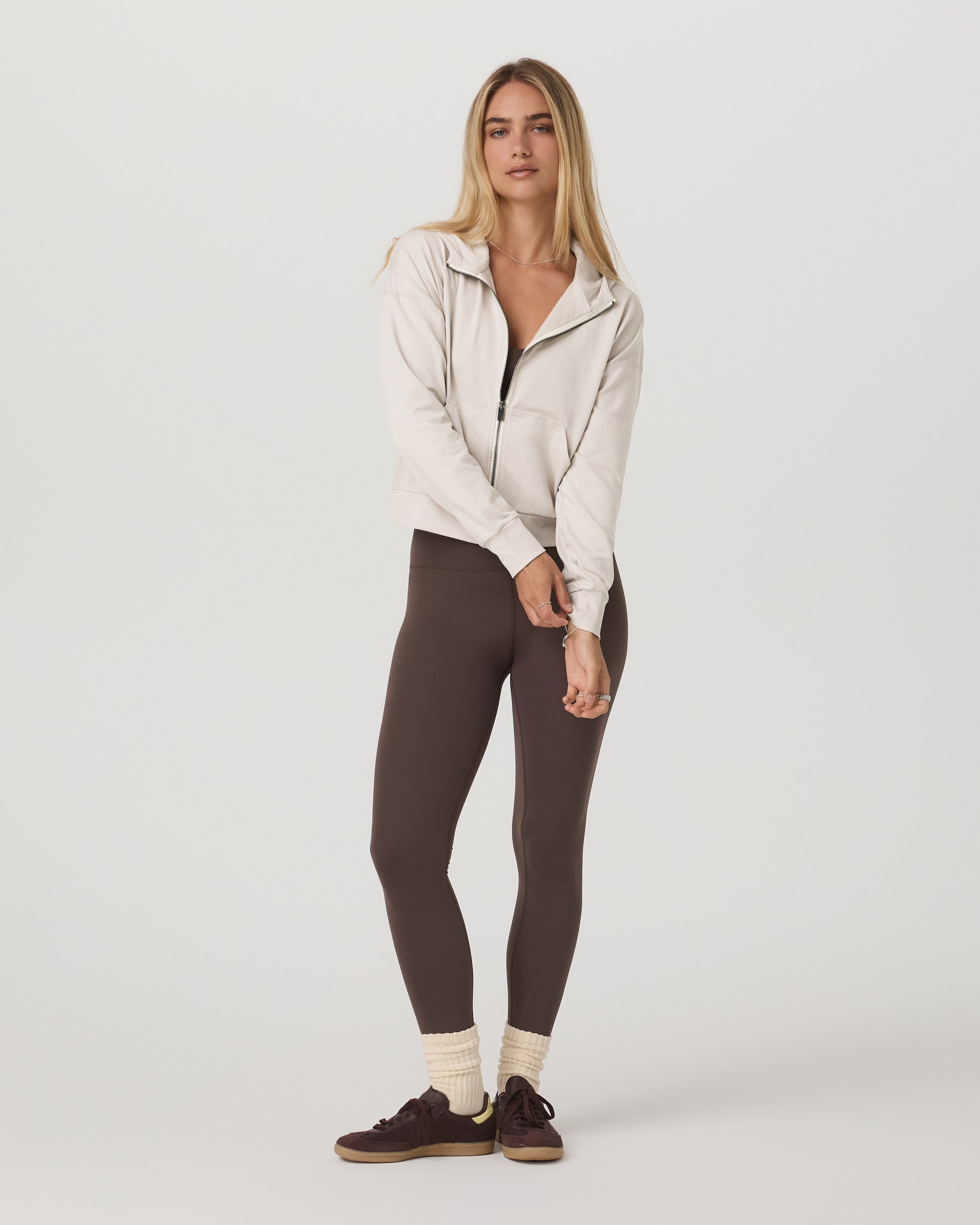 Halo Modern Full Zip Hoodie | Ecru Heather