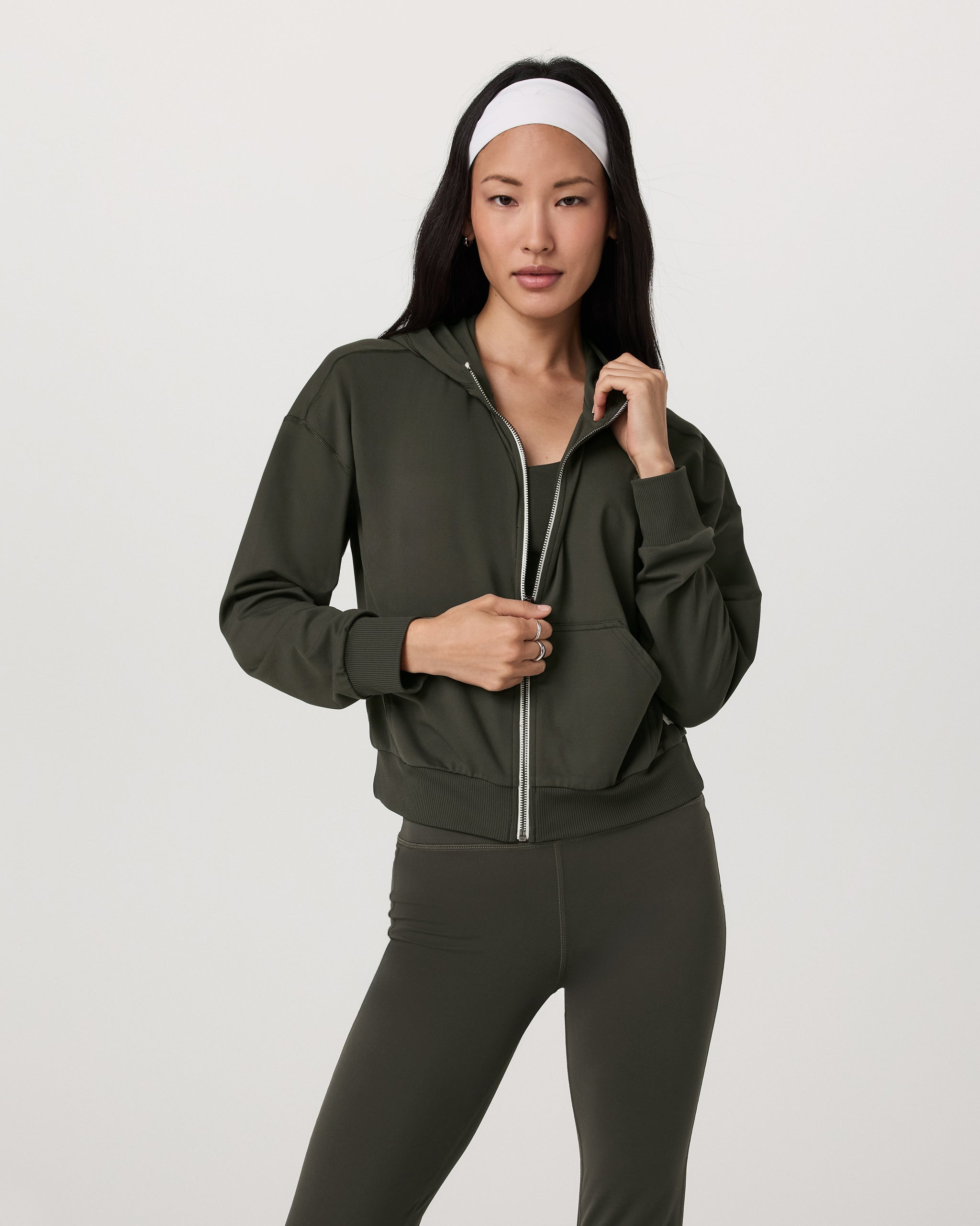 Halo Modern Full Zip Hoodie | Kale