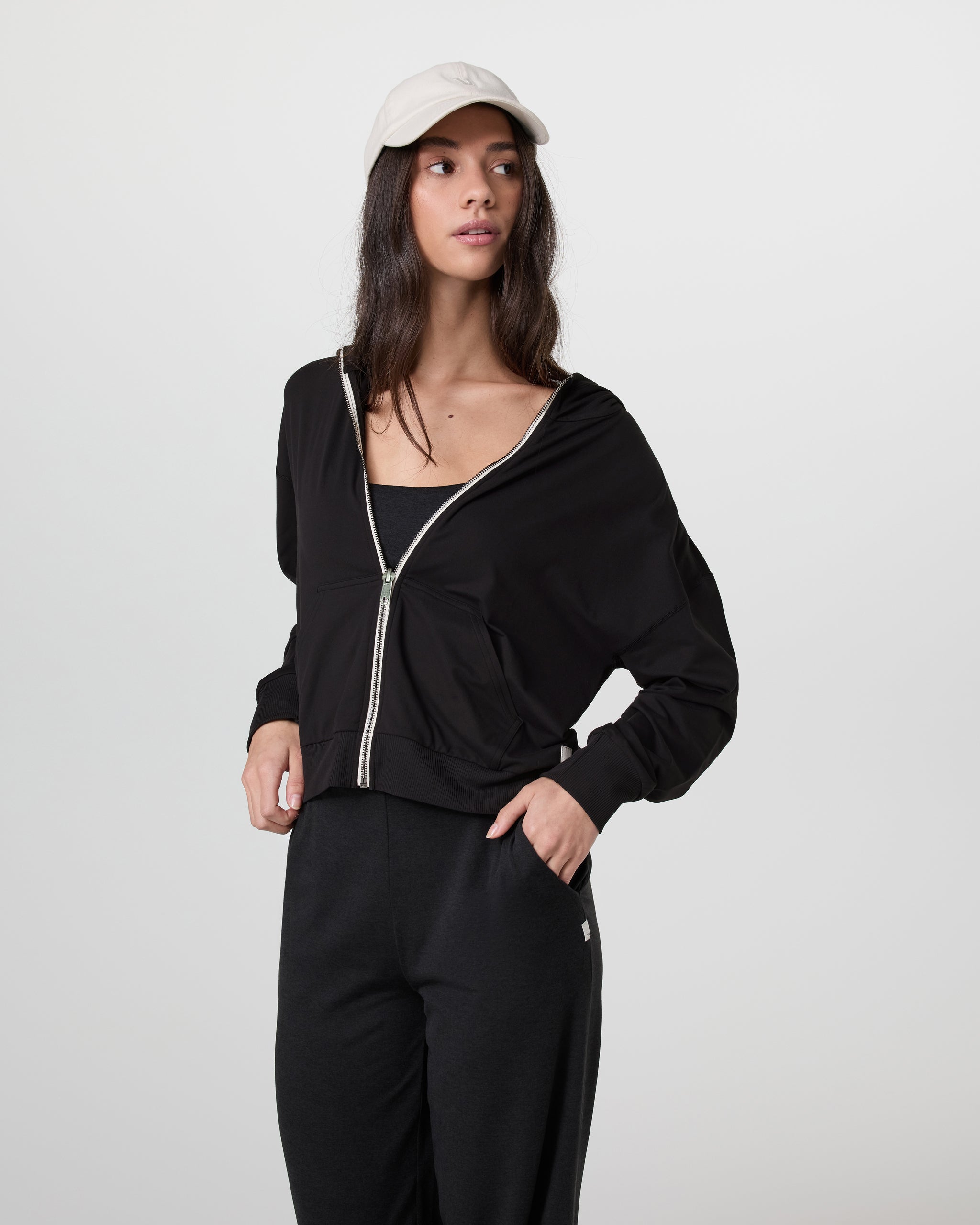 Halo Modern Full Zip Hoodie | Solid Black