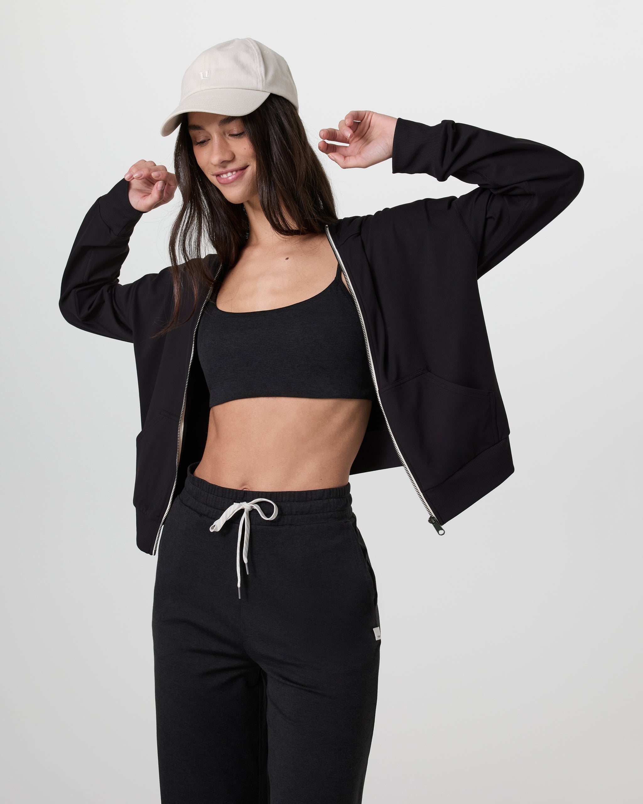 Halo Modern Full Zip Hoodie | Solid Black