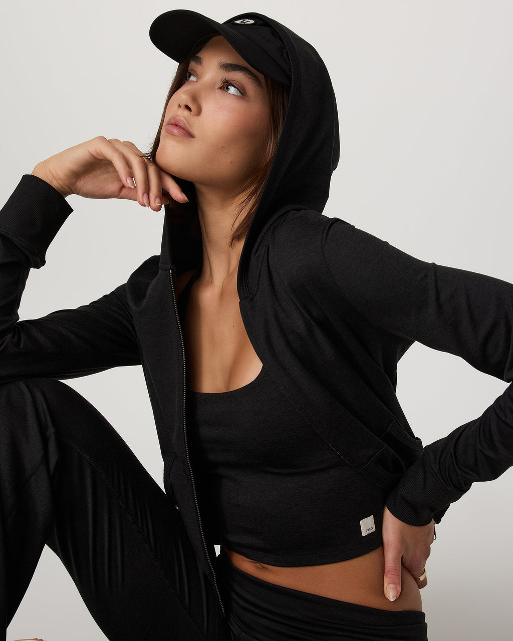 Halo Mini Full Zip Hoodie | Black Heather