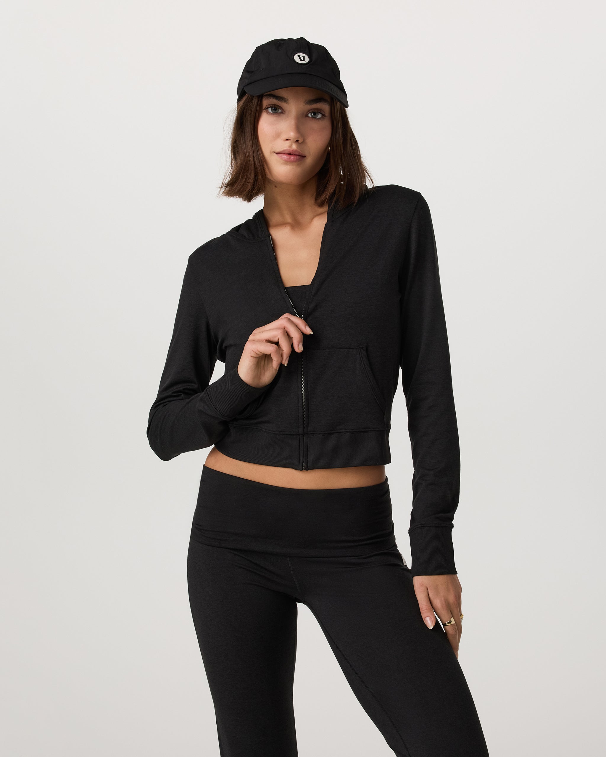 Halo Mini Full Zip Hoodie | Black Heather