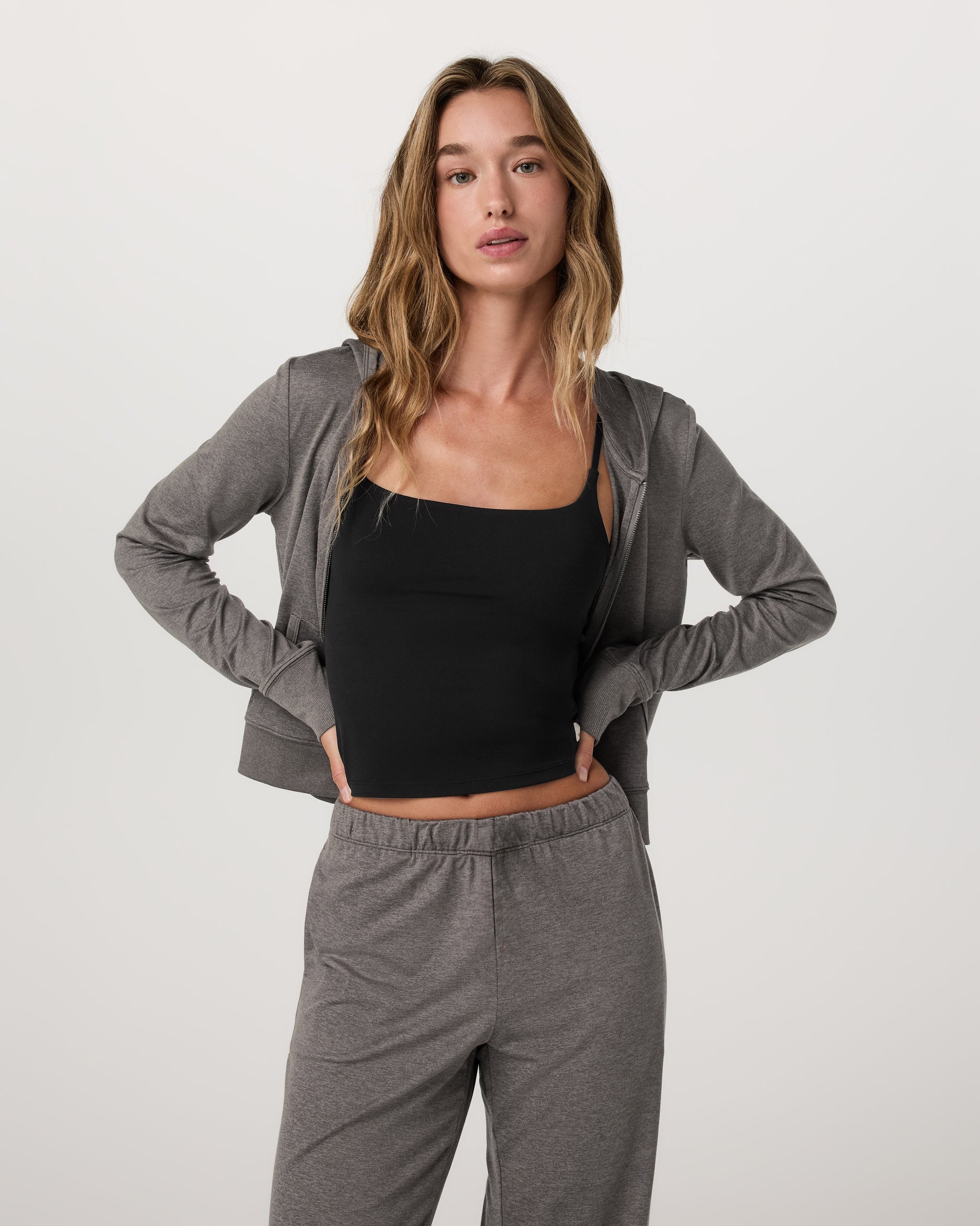 Halo Mini Full Zip Hoodie | Chia Heather