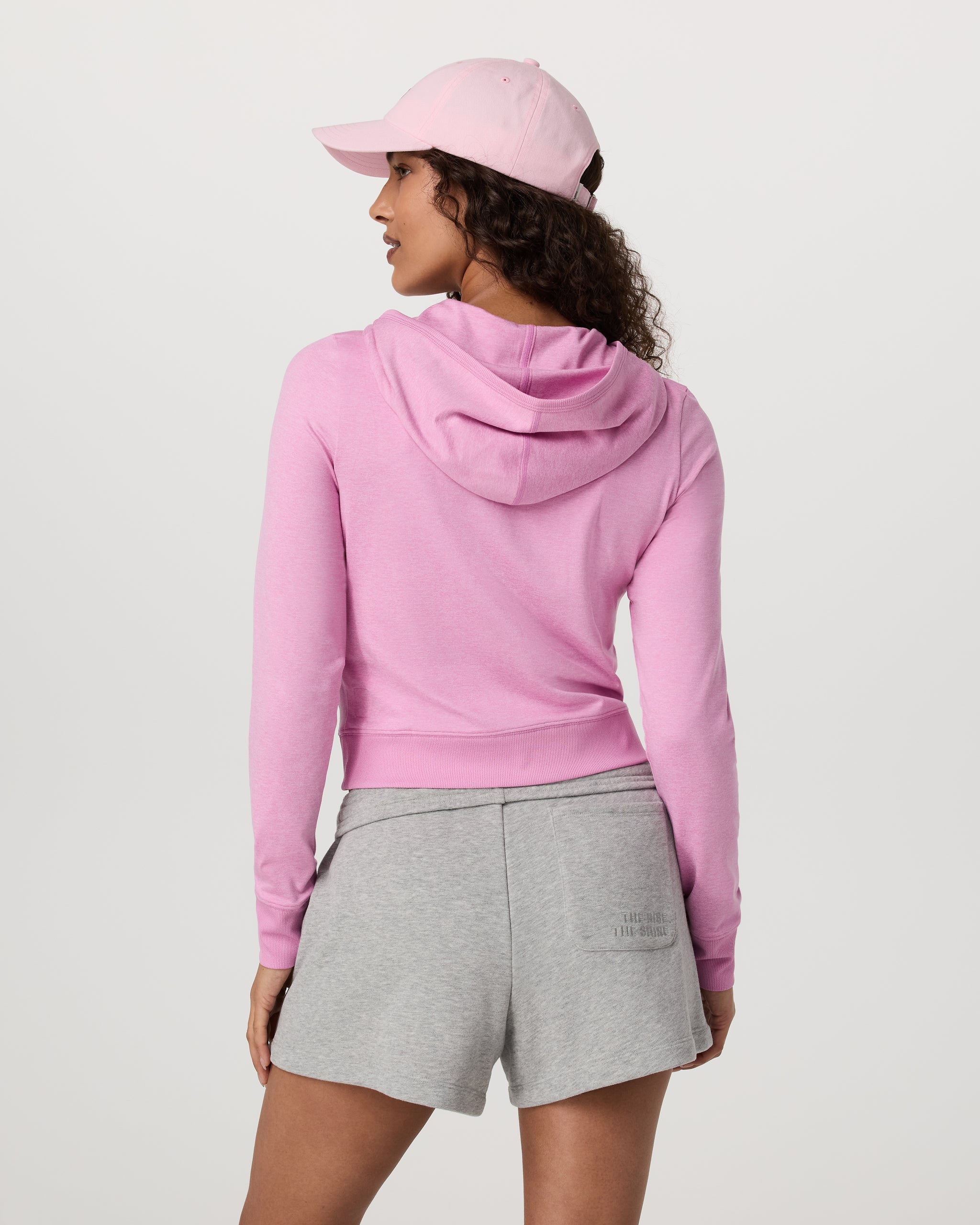 Halo Mini Full Zip Hoodie | Azalea Pink Heather