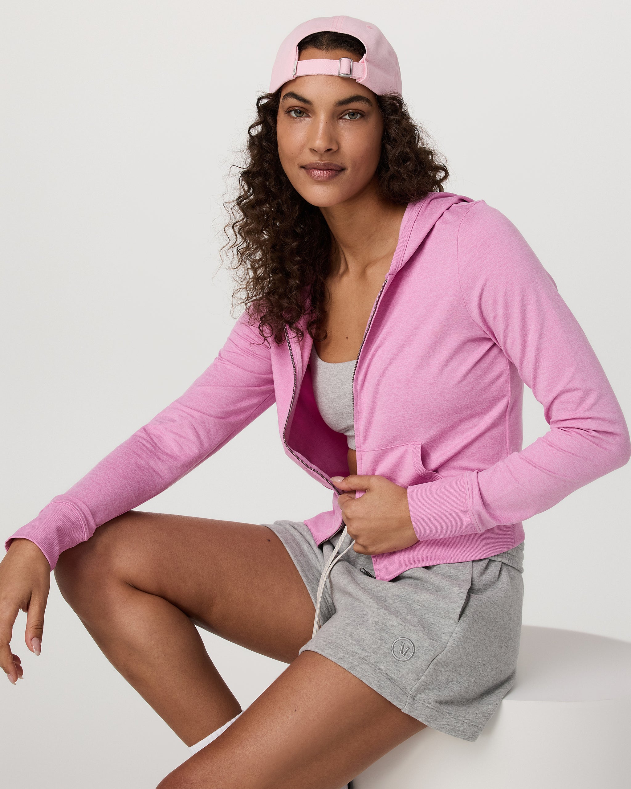 Halo Mini Full Zip Hoodie | Azalea Pink Heather