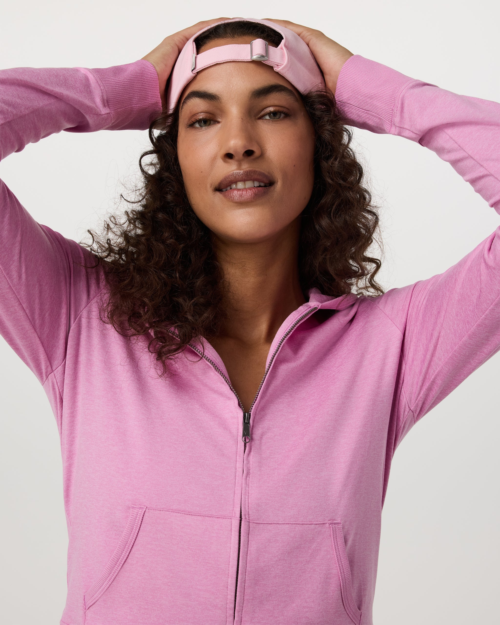 Halo Mini Full Zip Hoodie | Azalea Pink Heather